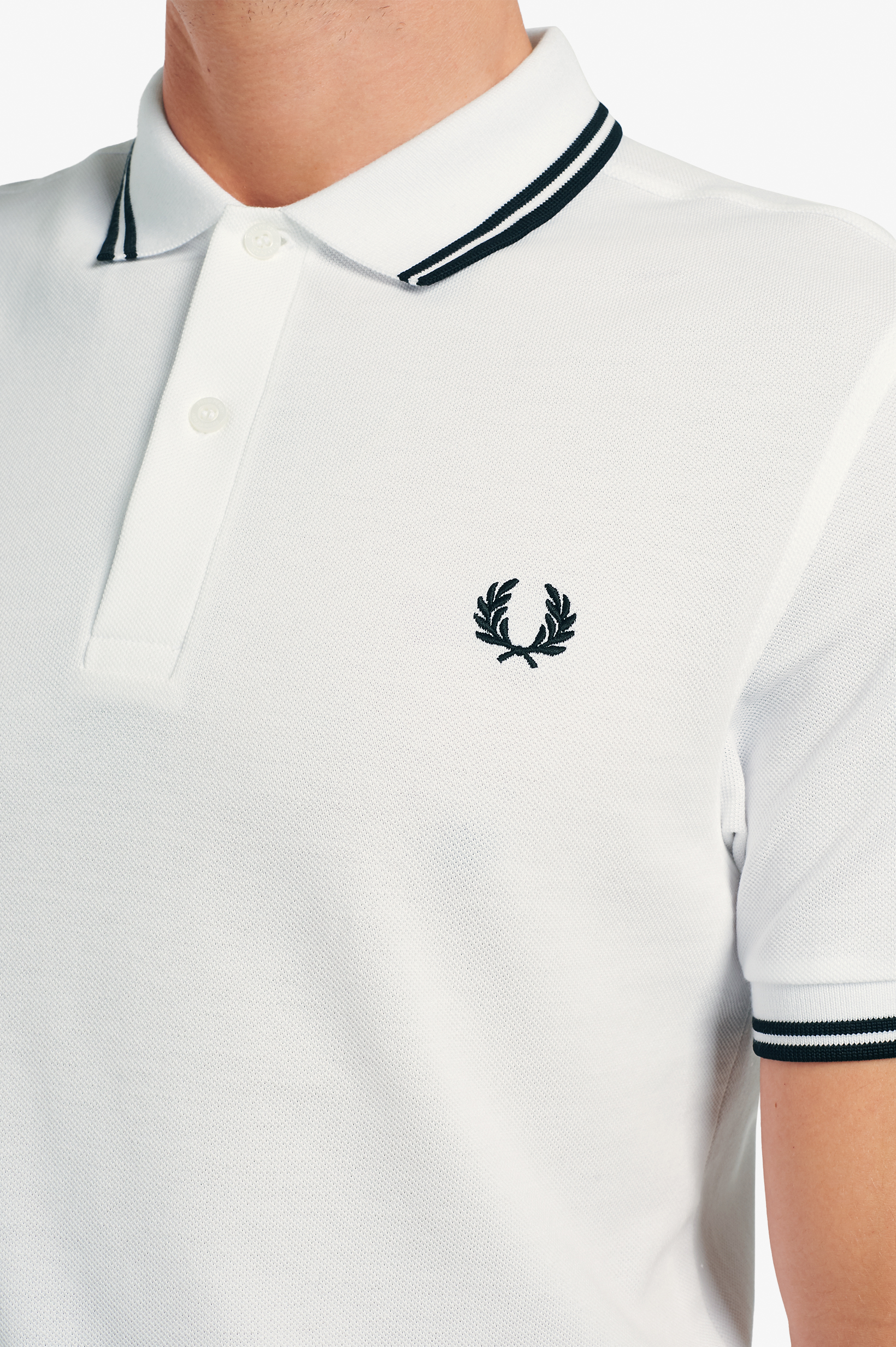 Fred Perry - TWIN TIPPED POLO SHIRT - White/Black/Black