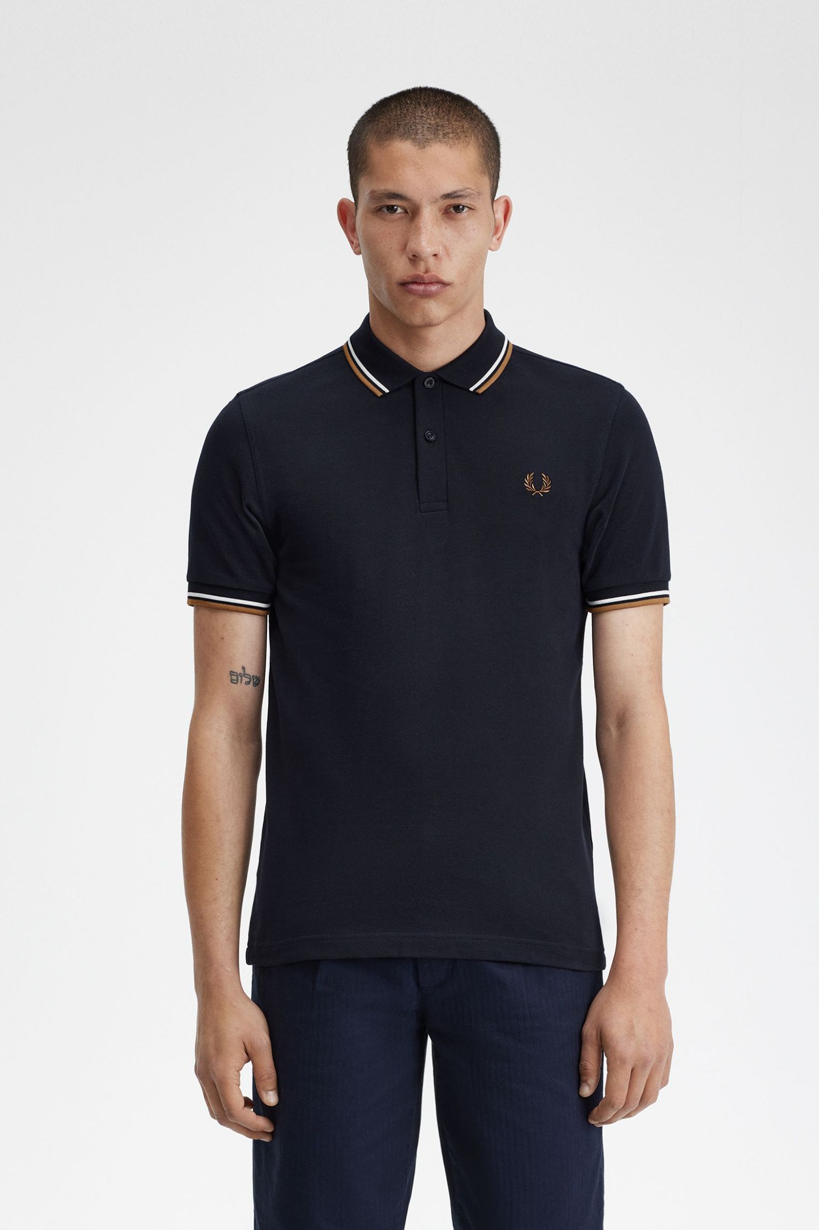 Fred Perry - TWIN TIPPED POLO SHIRT - Navy/Snow White/Warm Stone