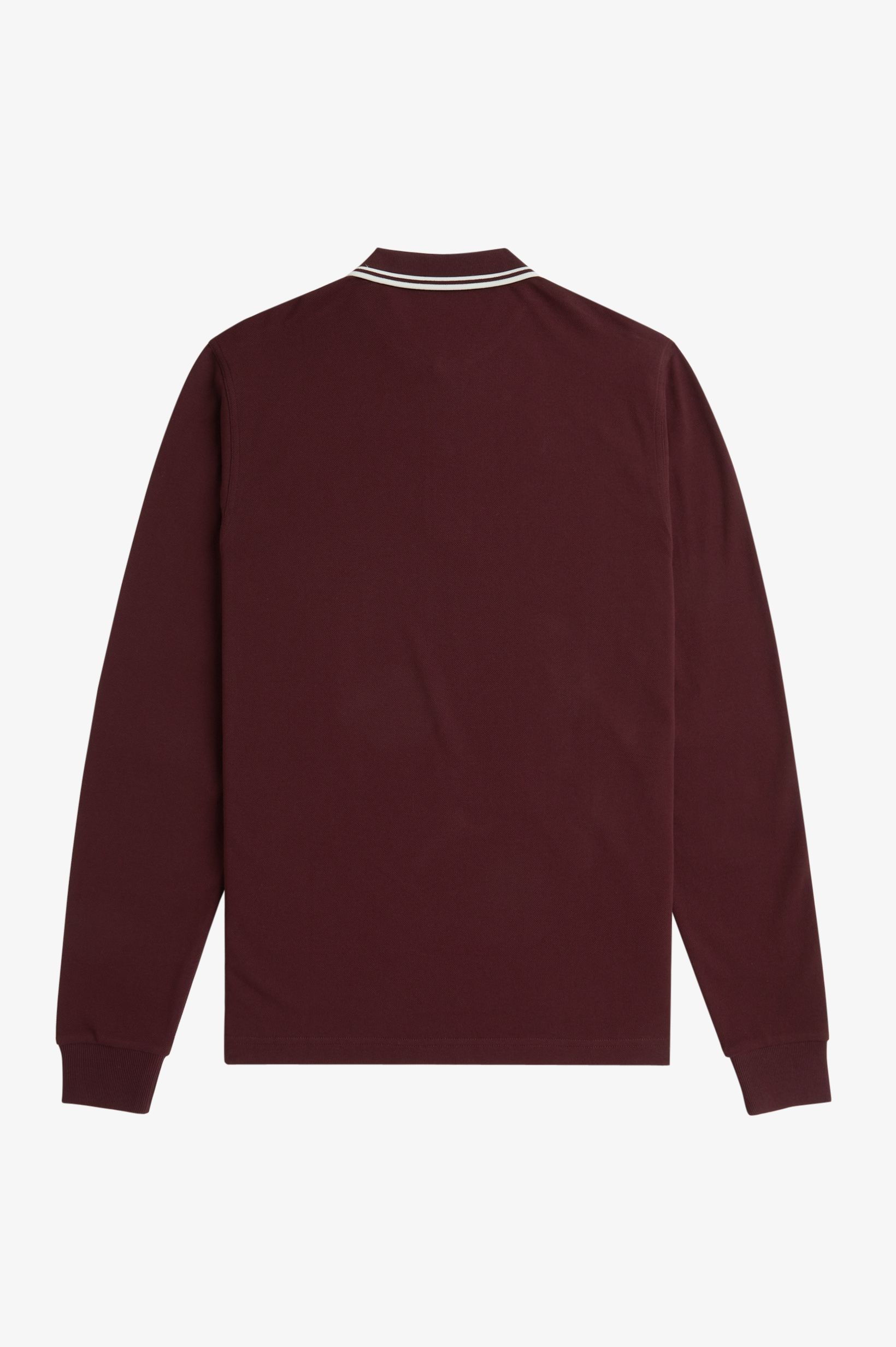 Fred Perry - LS TWIN TIPPED POLO SHIRT - Oxblood/Snow White/Snow White