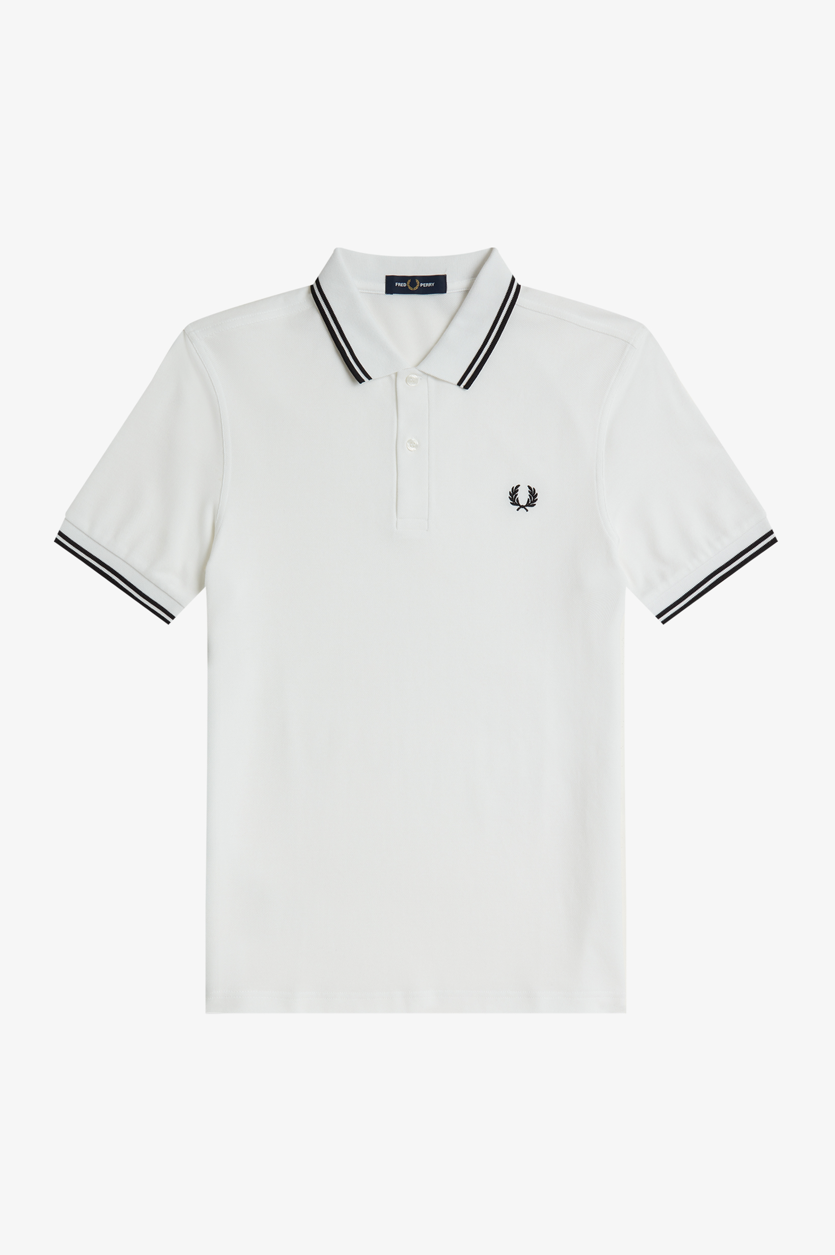 Fred Perry - TWIN TIPPED POLO SHIRT - White/Black/Black