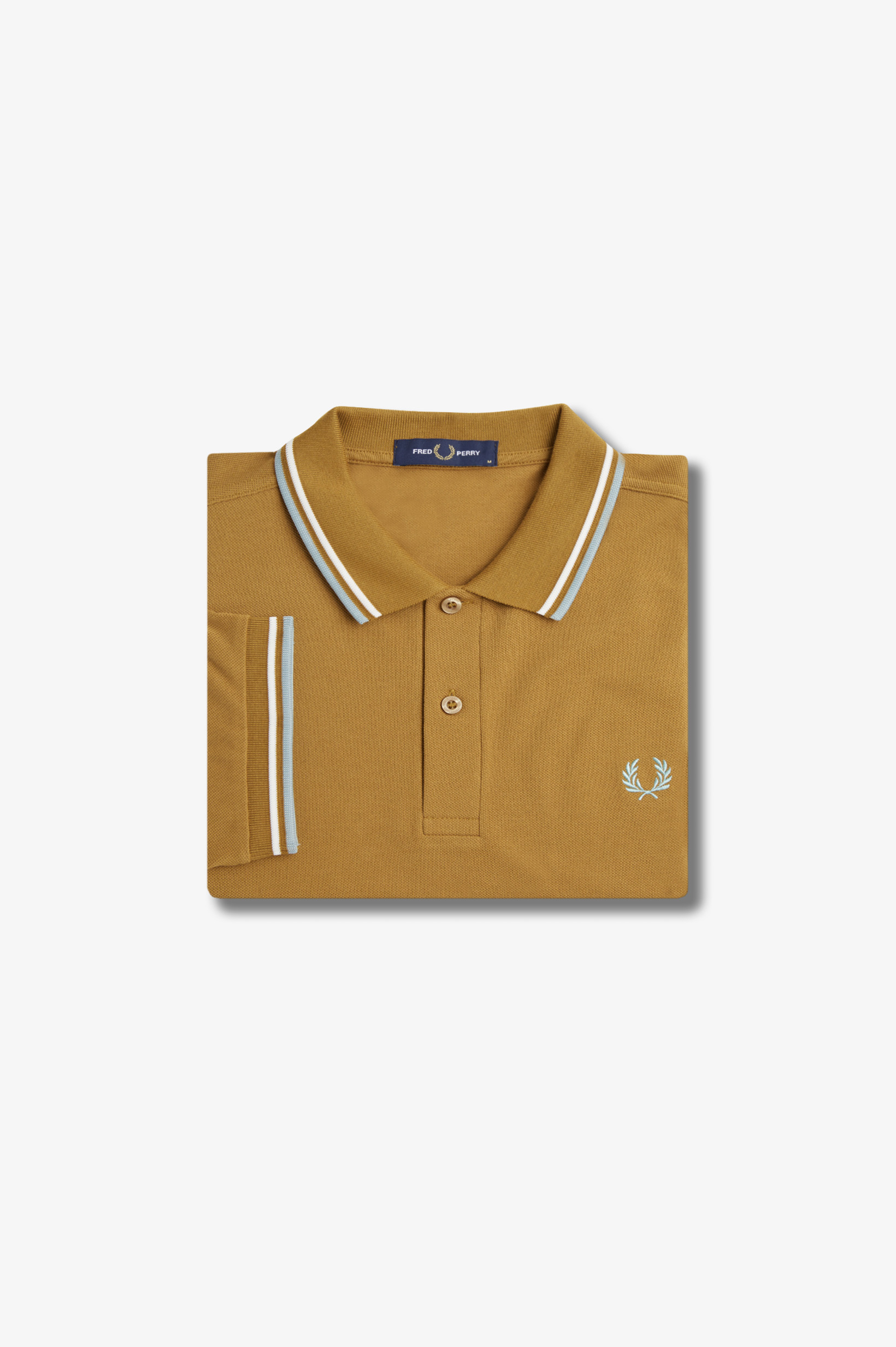 Fred Perry - TWIN TIPPED POLO SHIRT - Dark Caramel/Snow White/Silver Blue