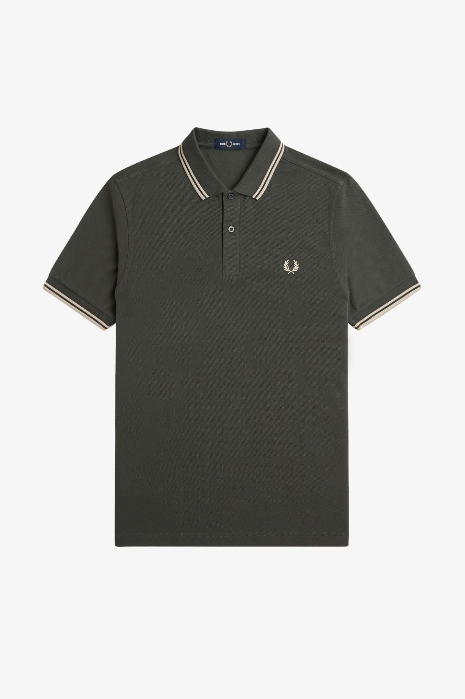 Fred Perry - TWIN TIPPED POLO SHIRT - Fiel Green/Oatmeal