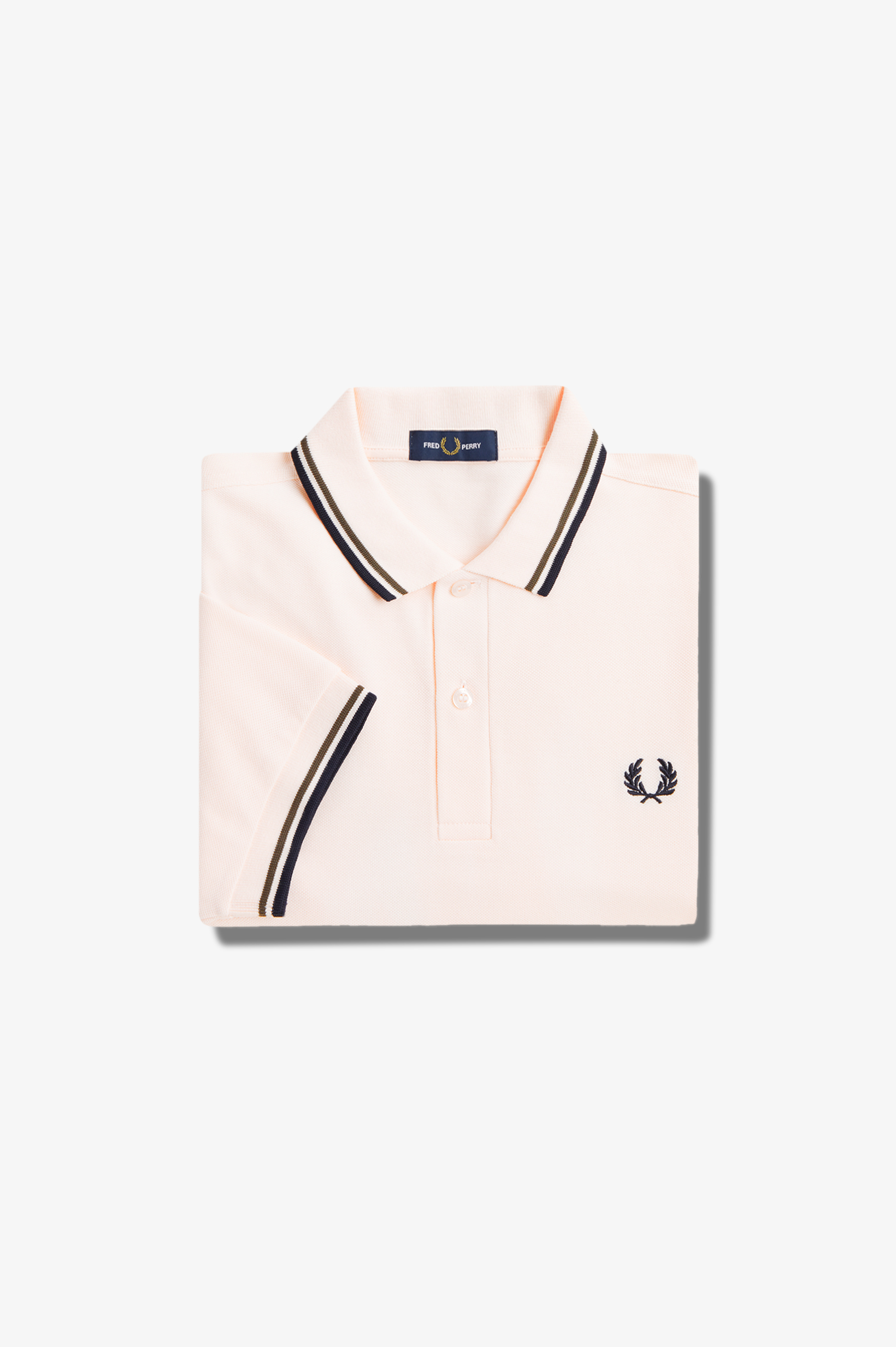 Fred Perry - TWIN TIPPED POLO SHIRT - Silky Peach/Uniform Green/Navy