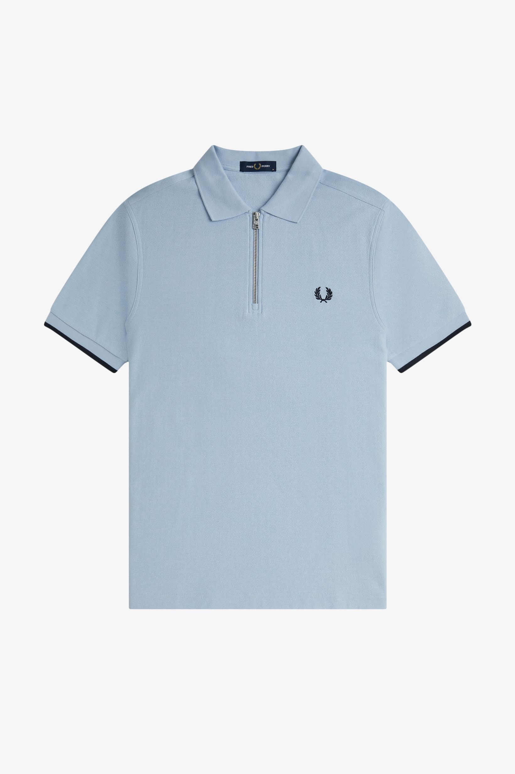 Fred Perry - CREPE PIQUE ZIP NECK POLO SHIRT - Light Smoke