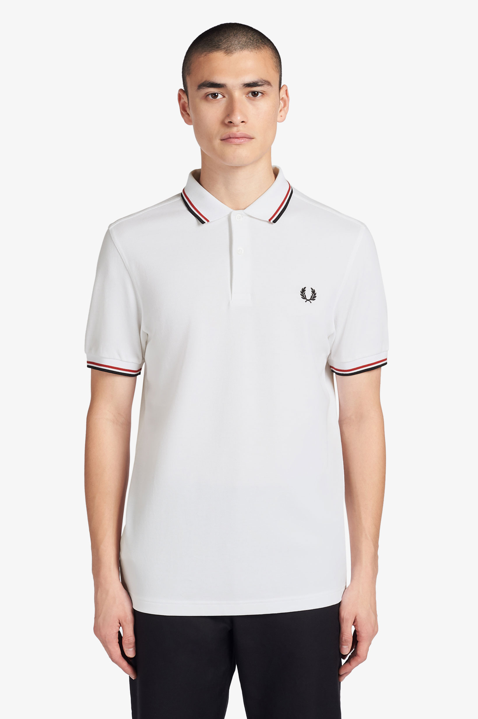 Fred Perry - TWIN TIPPED POLO SHIRT - White/Bright Red/Navy