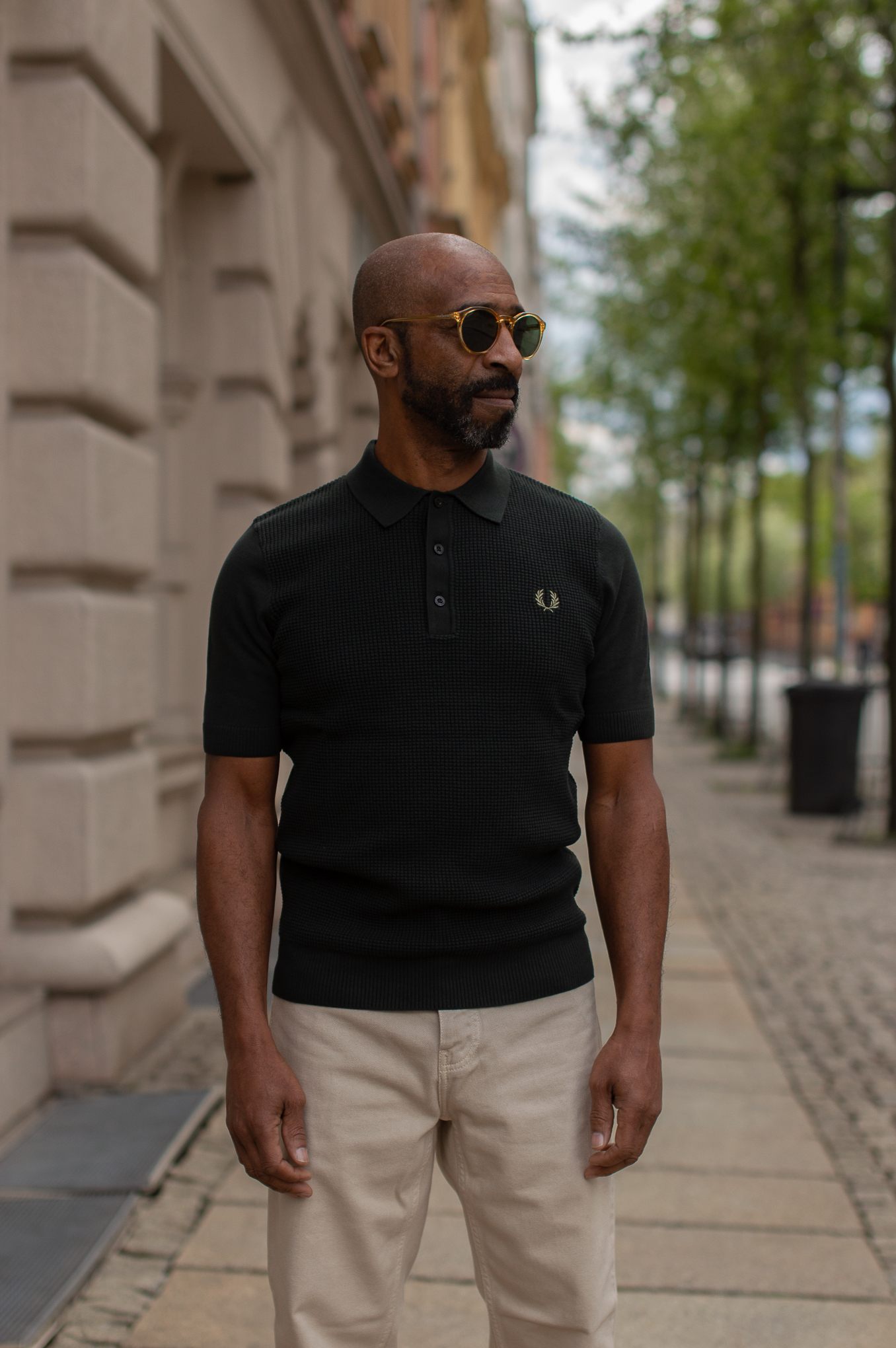 Fred Perry WAFFLE STITCH KNITTED SHIRT - Night Green