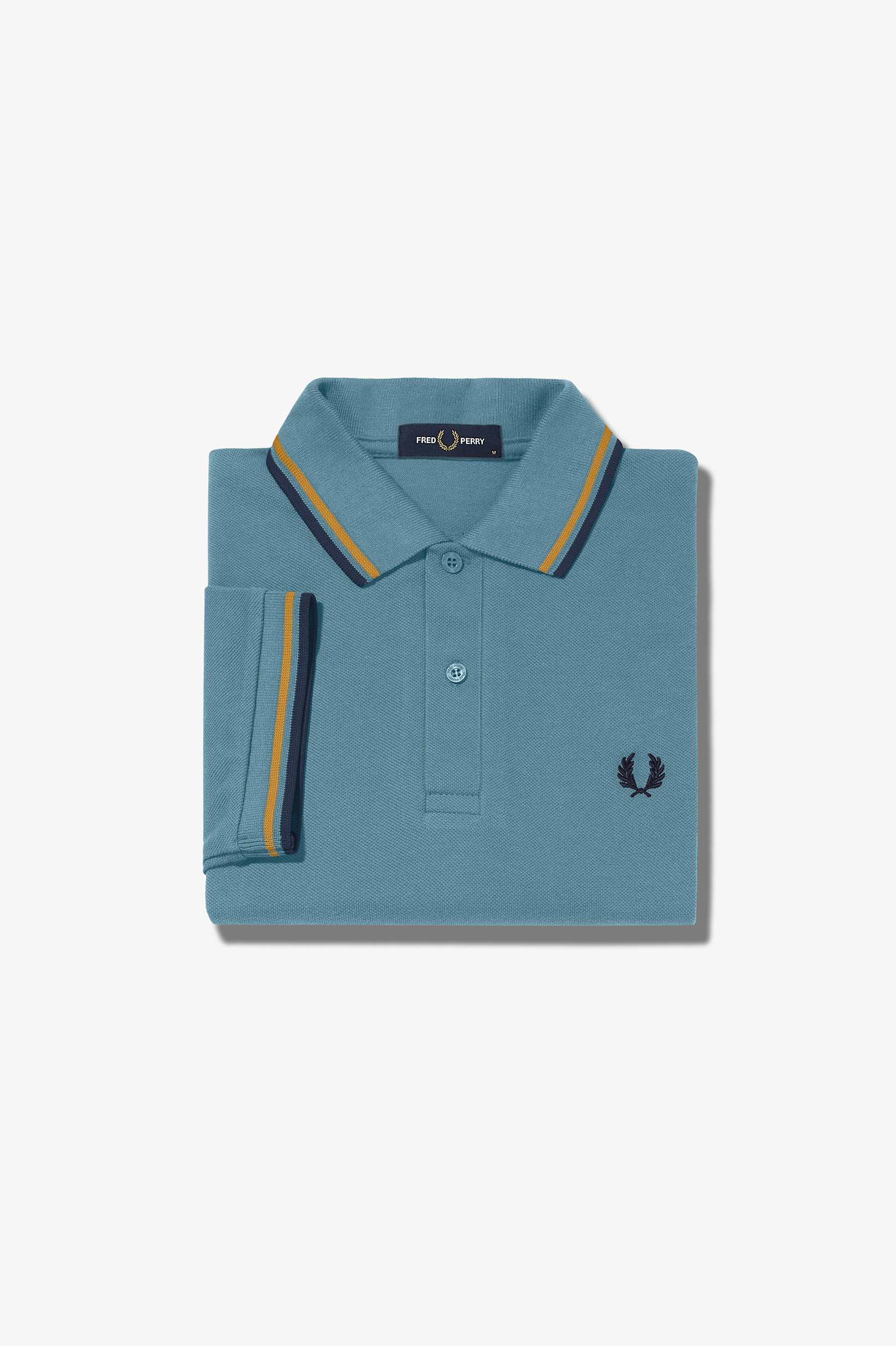 Fred Perry - TWIN TIPPED POLO SHIRT - Ash Blue/Golden Hour/Navy