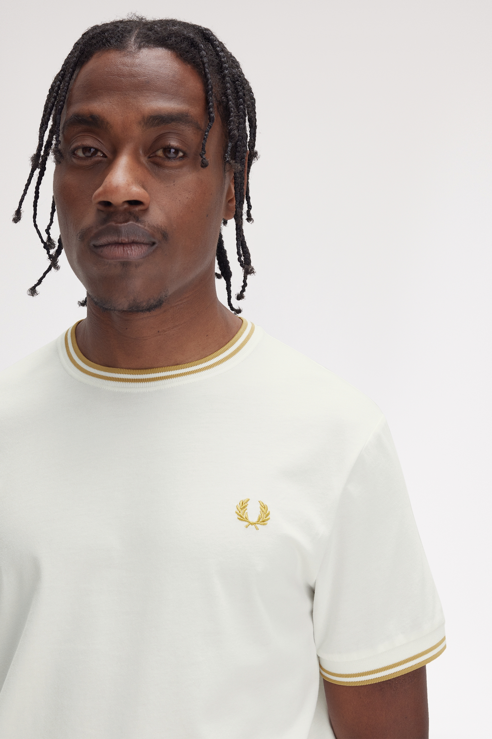 Fred Perry - TWIN TIPPED T-SHIRT - Snow White/Honeycomb Fred Perry - TWIN TIPPED T-SHIRT - Snow White/Honeycomb