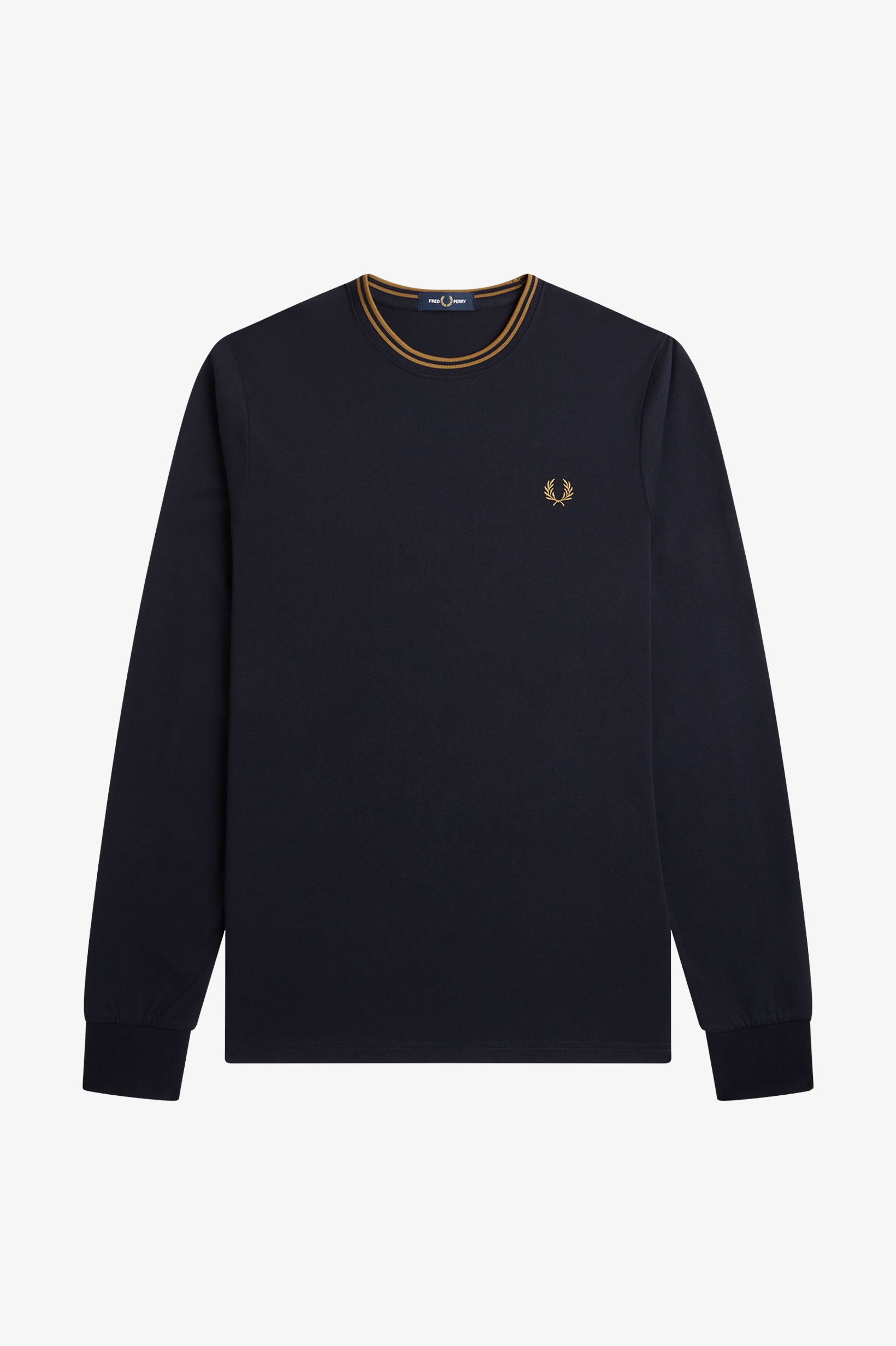 Fred Perry - TWIN TIPPED L/S T-SHIRT -  Navy/Dark Caramel