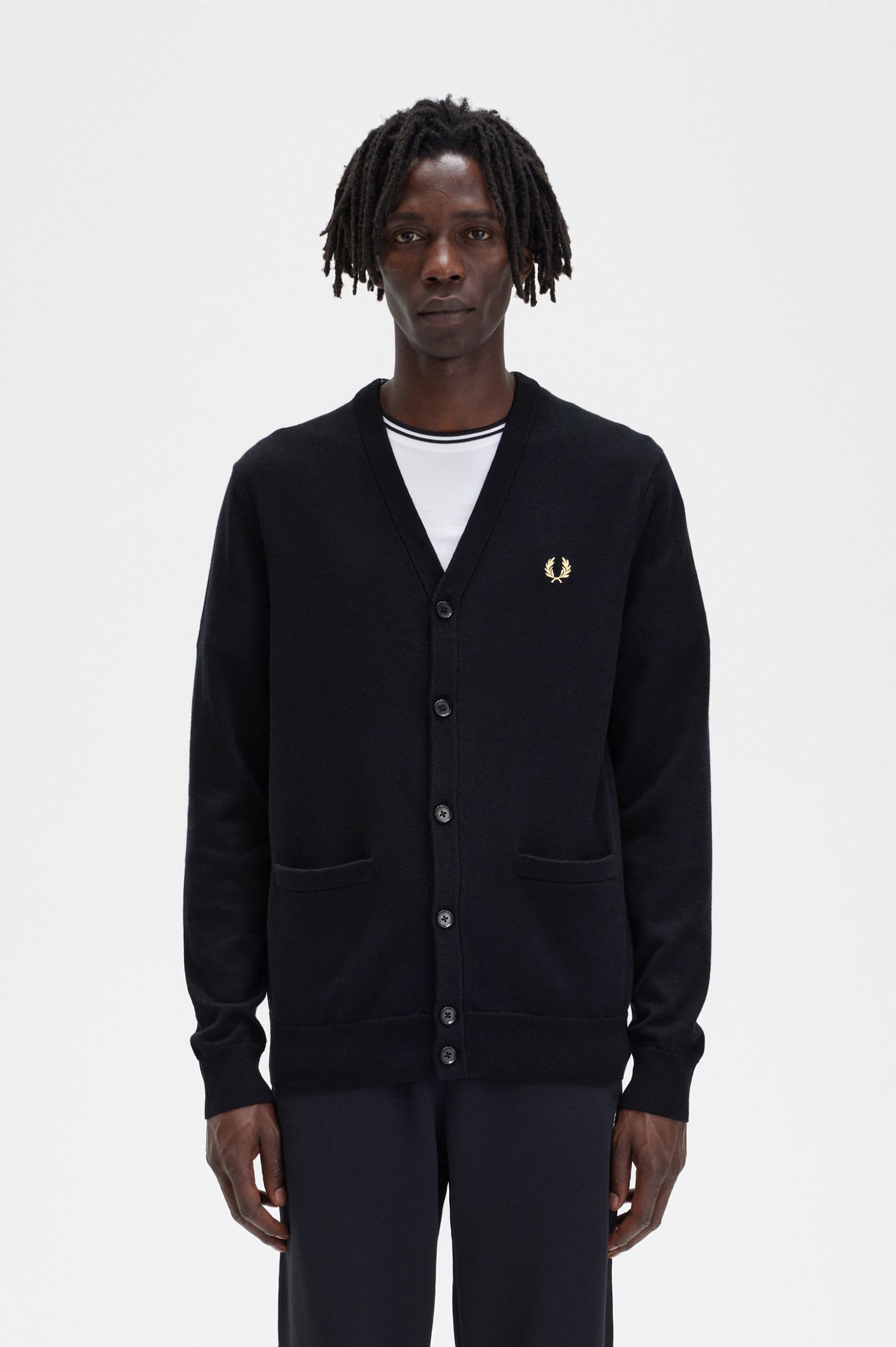 Fred Perry - CLASSIC CARDIGAN - Black/Champagne