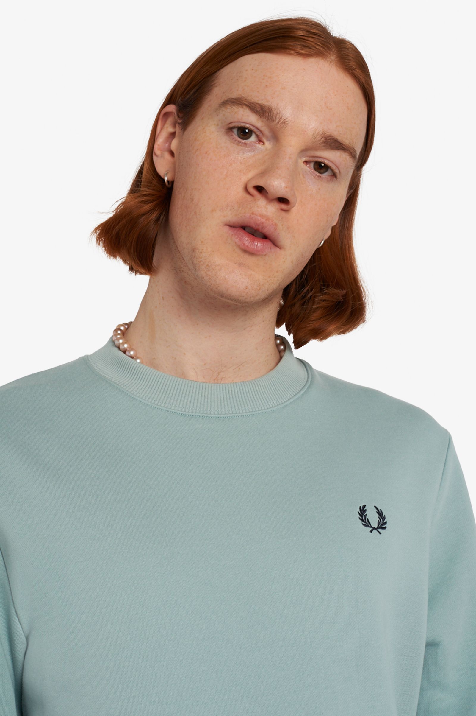 Fred Perry - CREW NECK SWEATSHIRT - Silver Blue