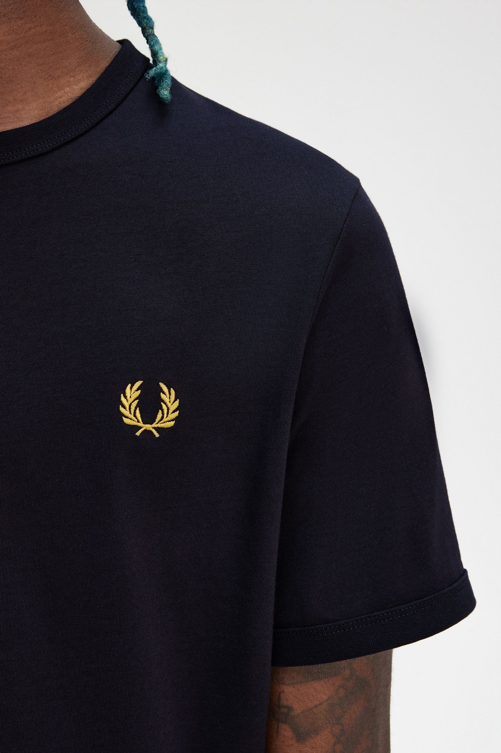 Fred Perry - RINGER T-SHIRT - Navy/Honeycomb Fred Perry - RINGER T-SHIRT - Navy/Honeycomb