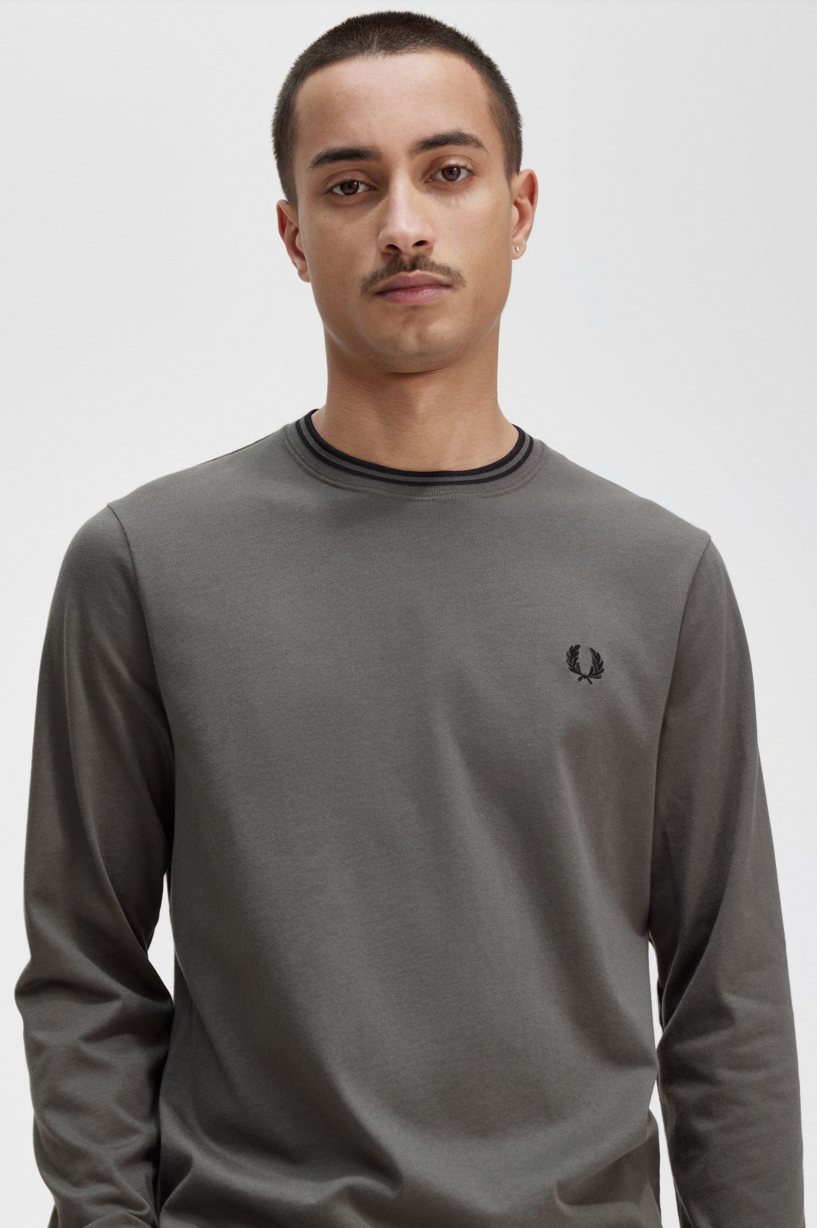 Fred Perry - TWIN TIPPED L/S T-SHIRT -  Field Green