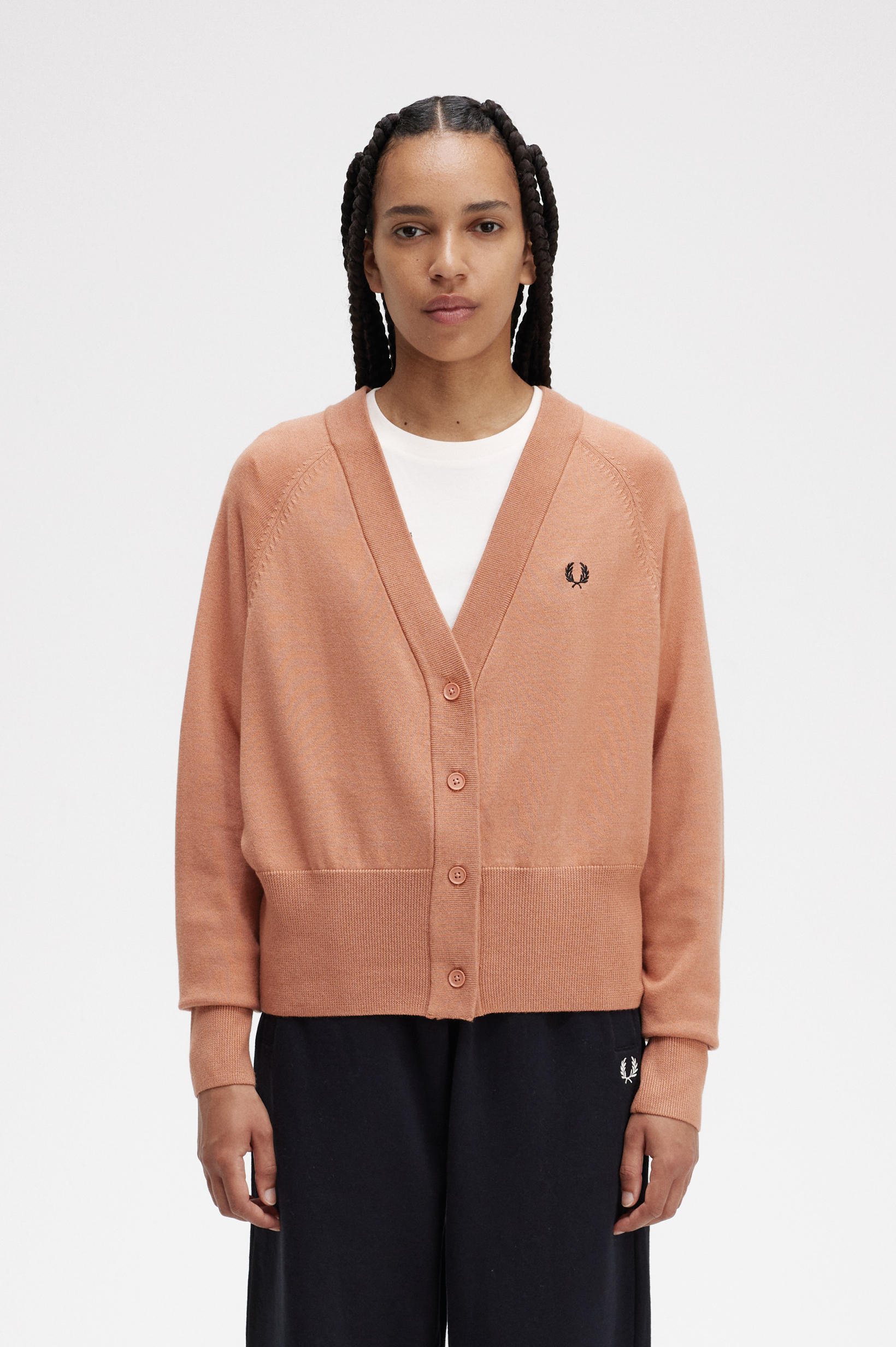 Fred Perry - V-NECK CARDIGAN - Light Rust