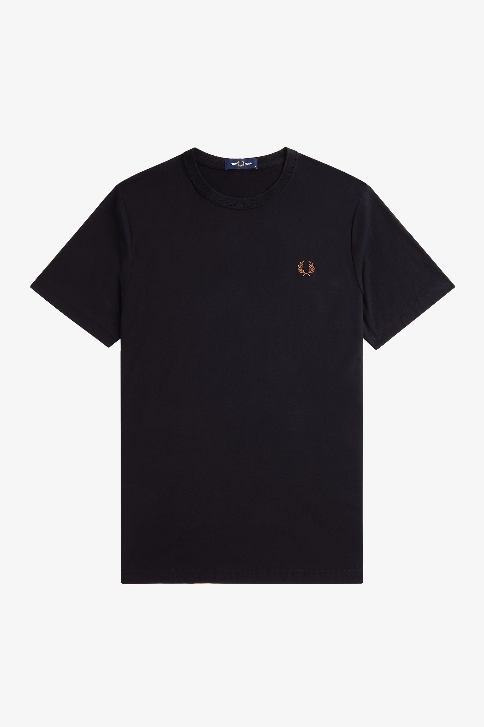 Fred Perry - CREW NECK T-SHIRT (MEN) - Black/Whisky Brown