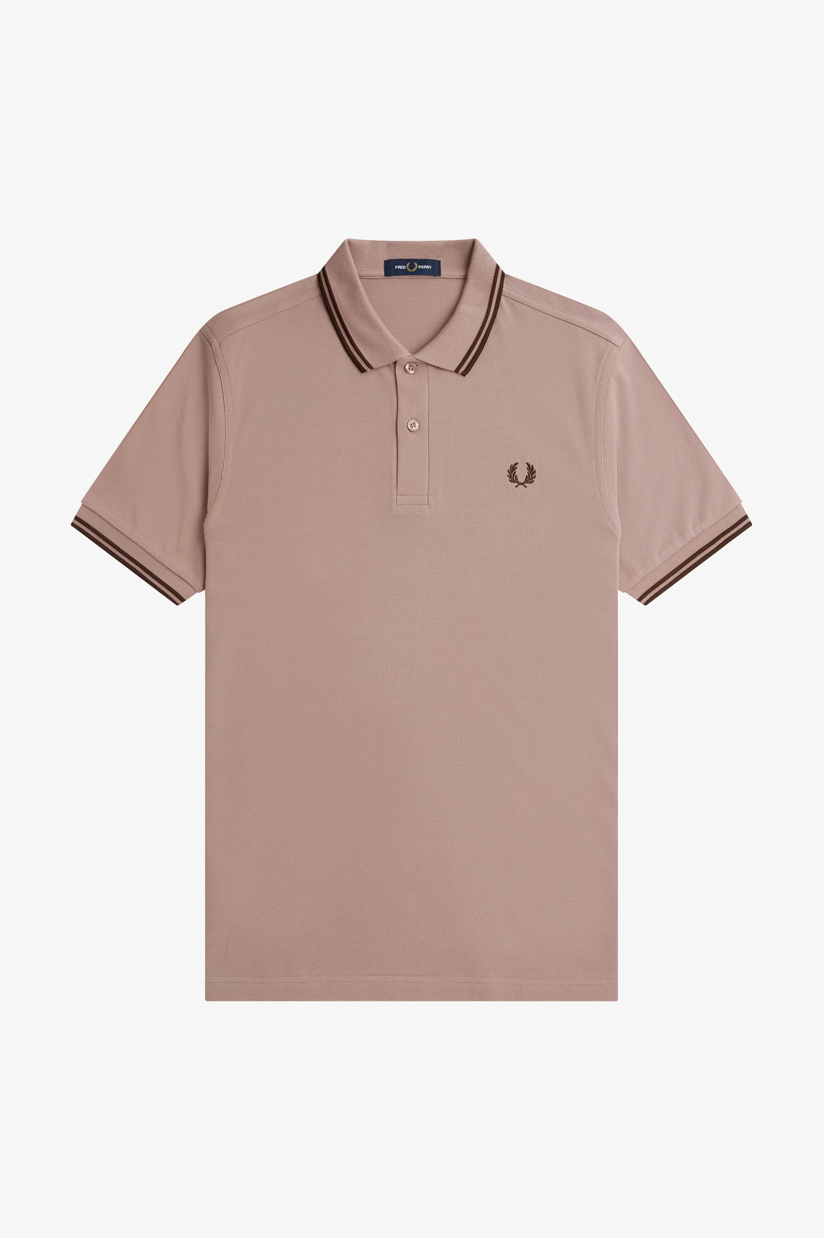 Fred Perry - TWIN TIPPED POLO SHIRT - Dark Pink/Burnt Tobacco