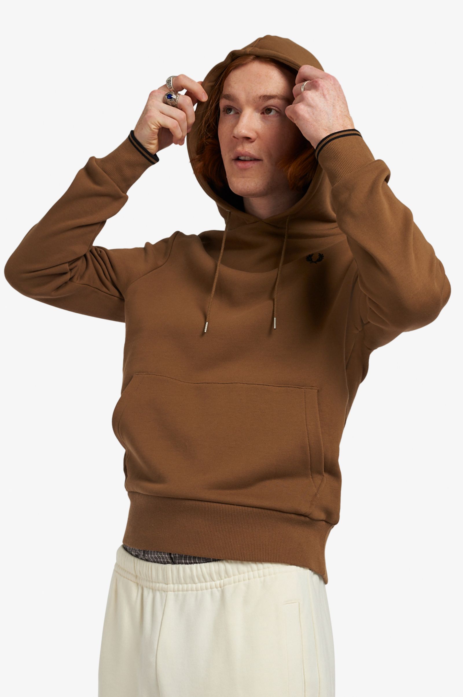 Fred Perry - TIPPED HOODED SWEATSHIRT - Shaded Stone