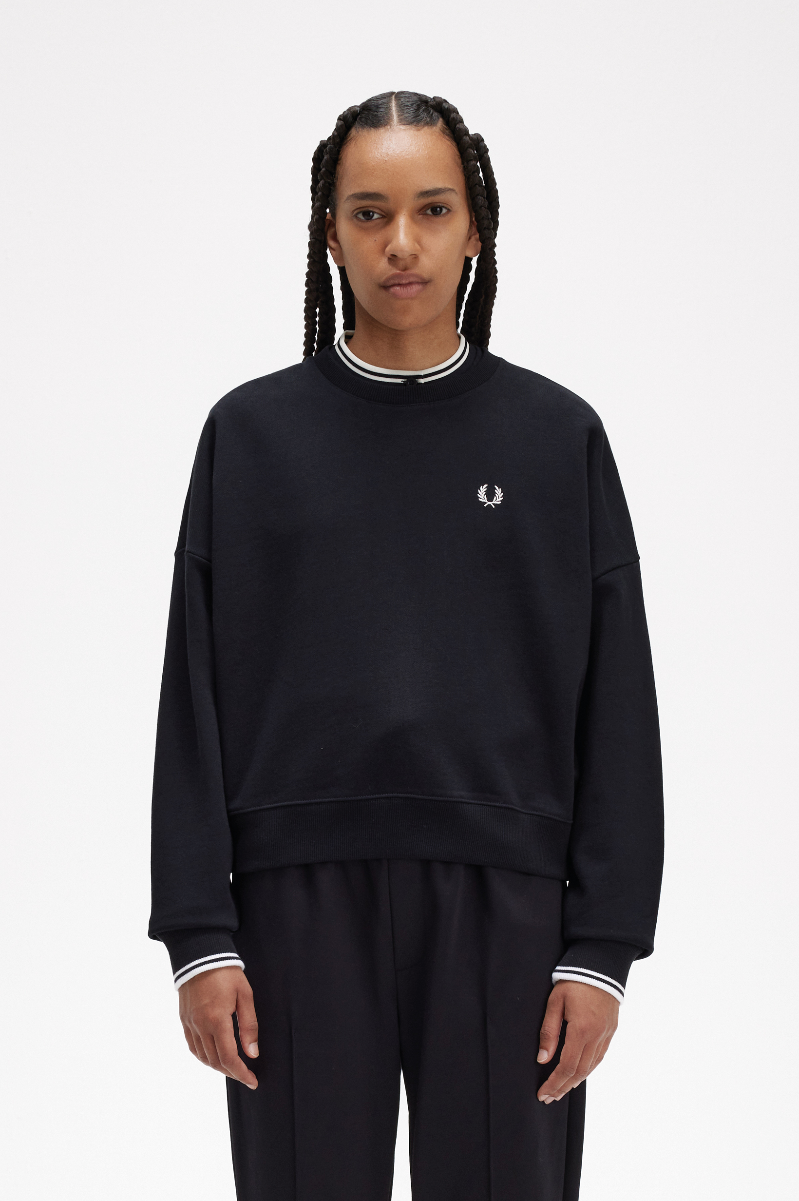 Fred Perry - TIPPED SWEATSHIRT - Black