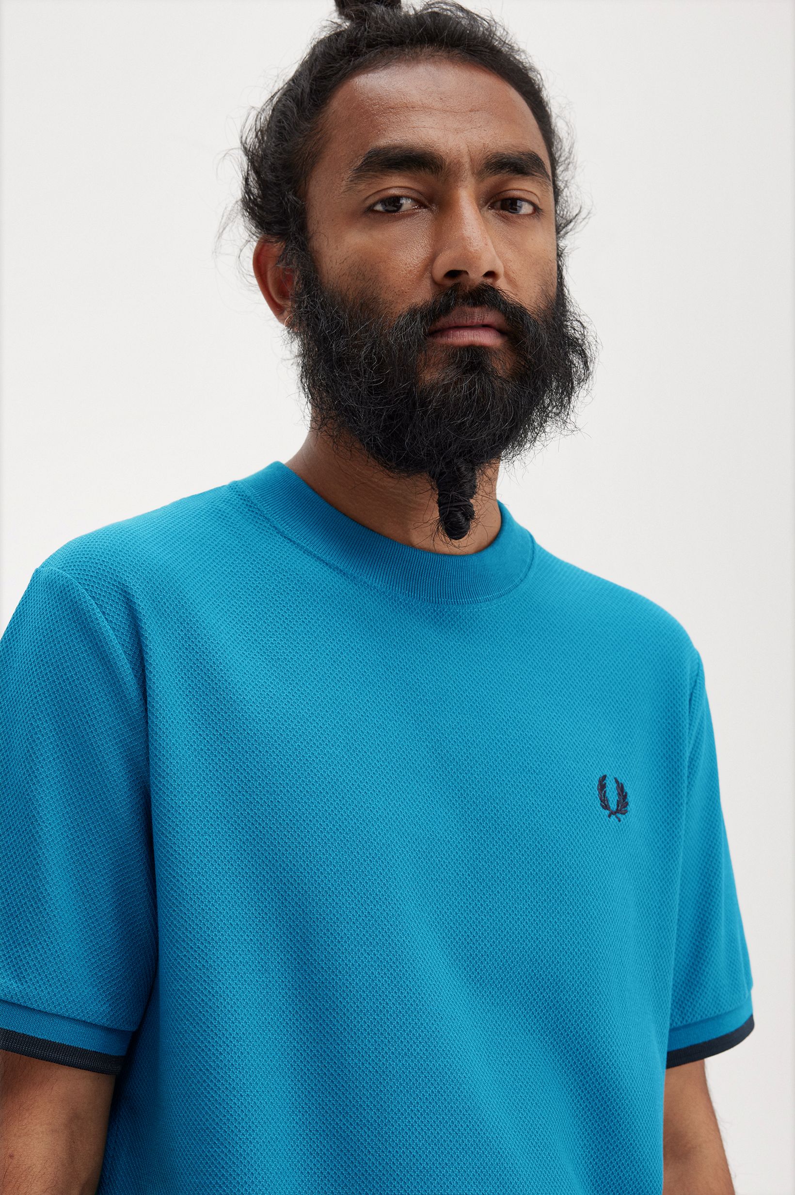 Fred Perry - TIPPED CUFF PIQUE SHIRT - Ocean/Navy