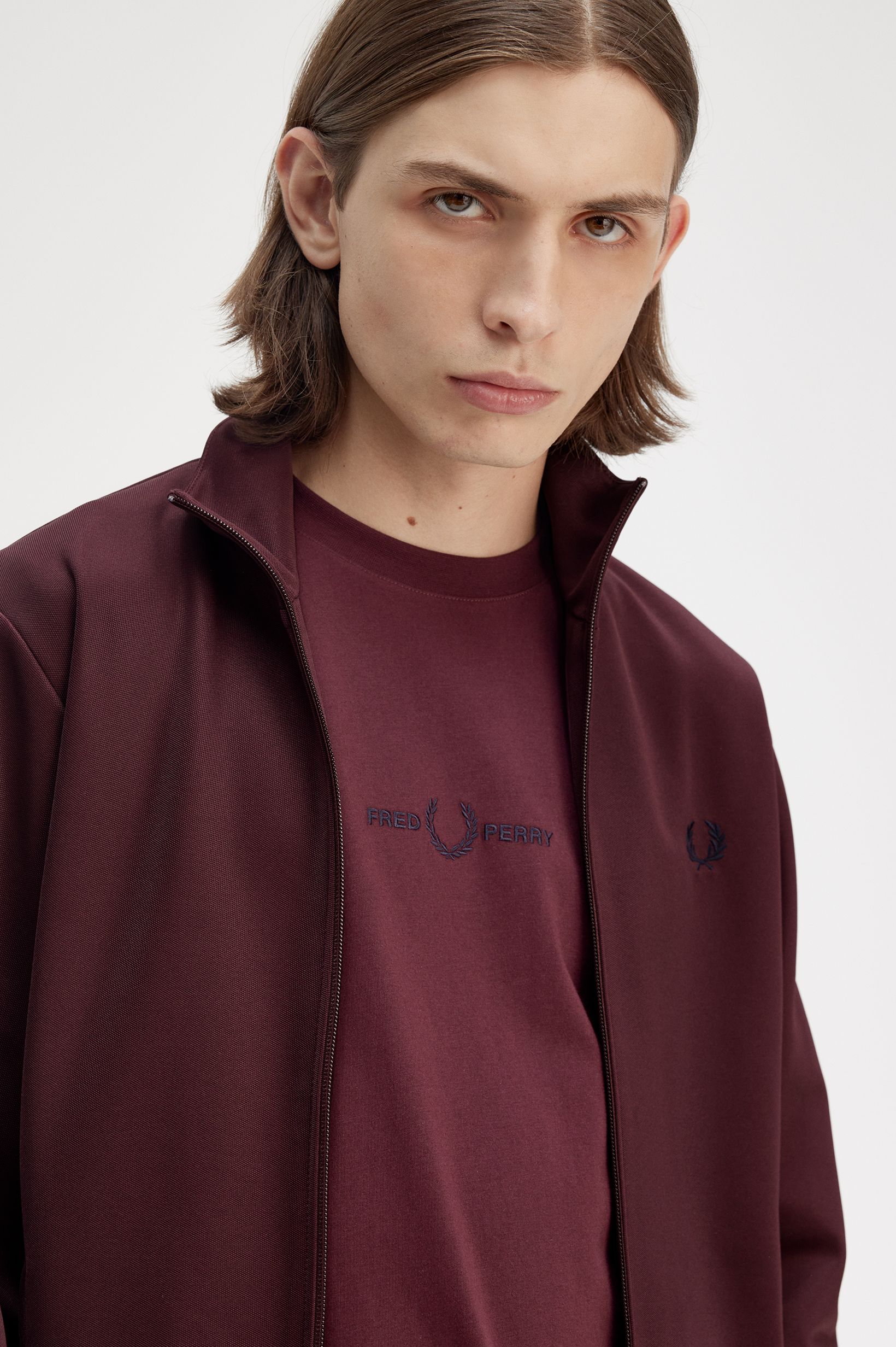 Fred Perry - TRACK JACKET - Oxblood