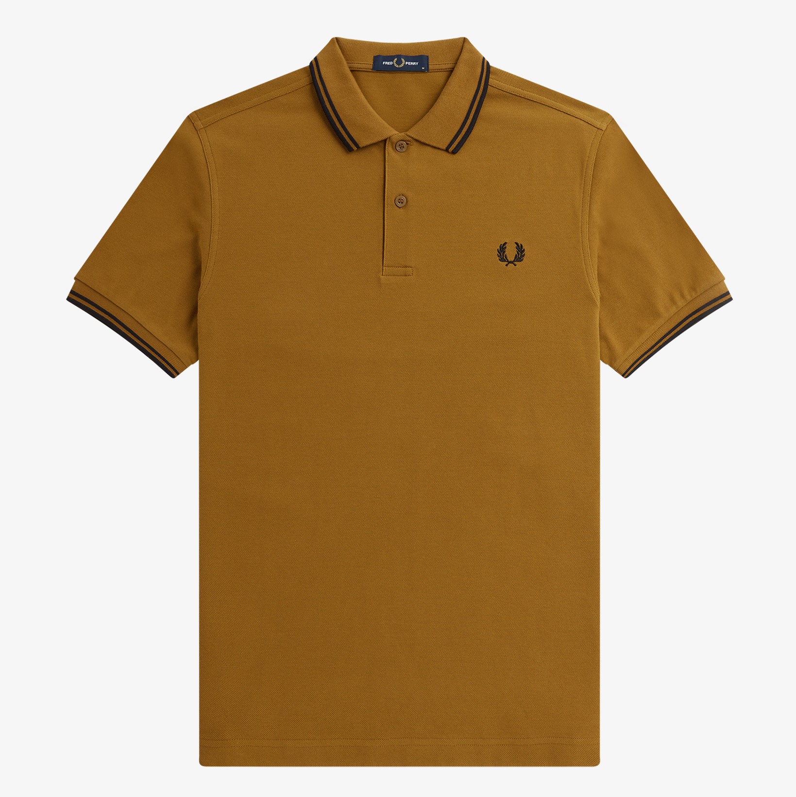Fred Perry - TWIN TIPPED POLO SHIRT -Dark Caramel/Black