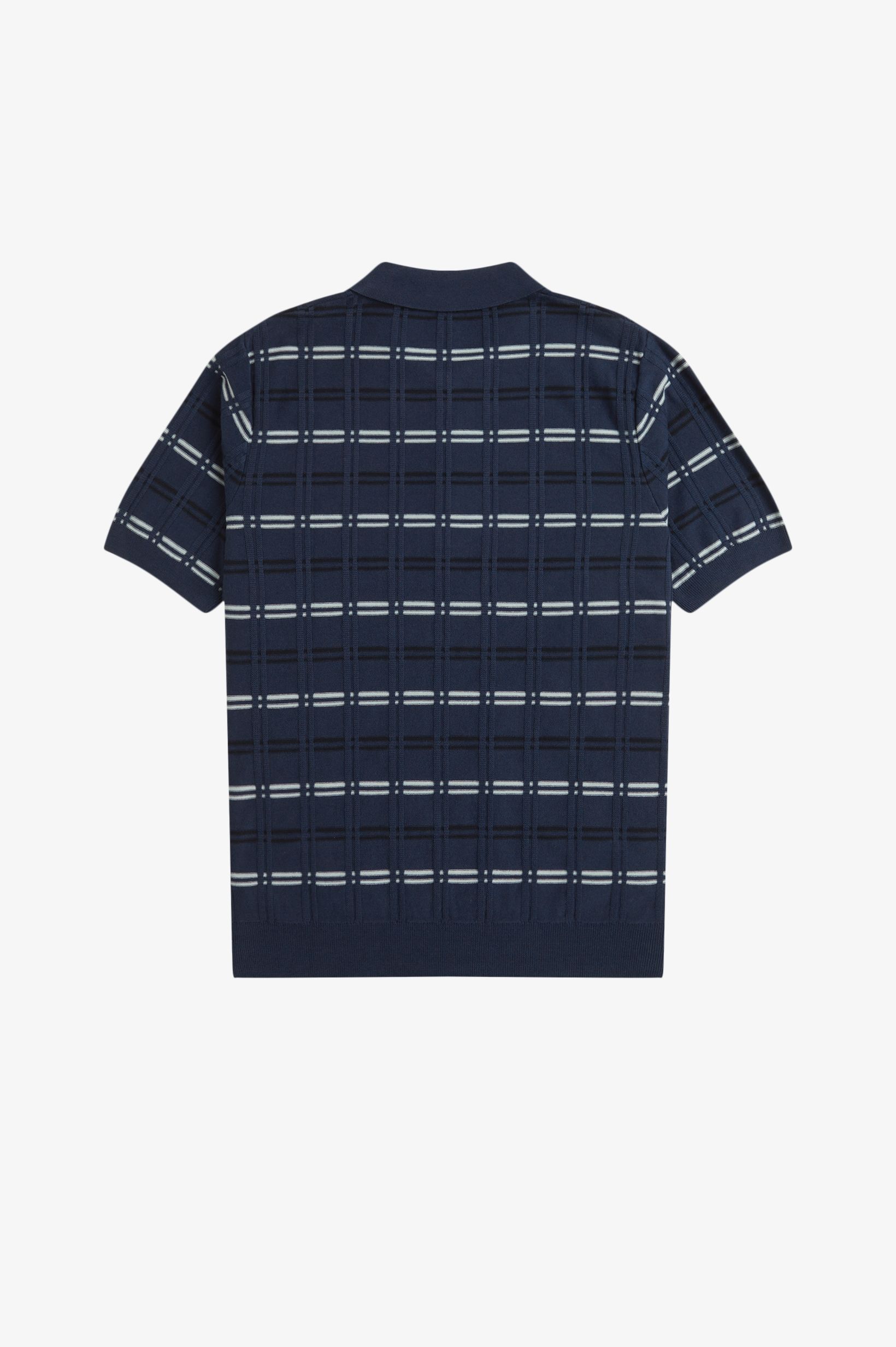 Fred Perry - STRIPED RIB KNITTED SHIRT - Tennis Blue Fred Perry - STRIPED RIB KNITTED SHIRT - Tennis Blue