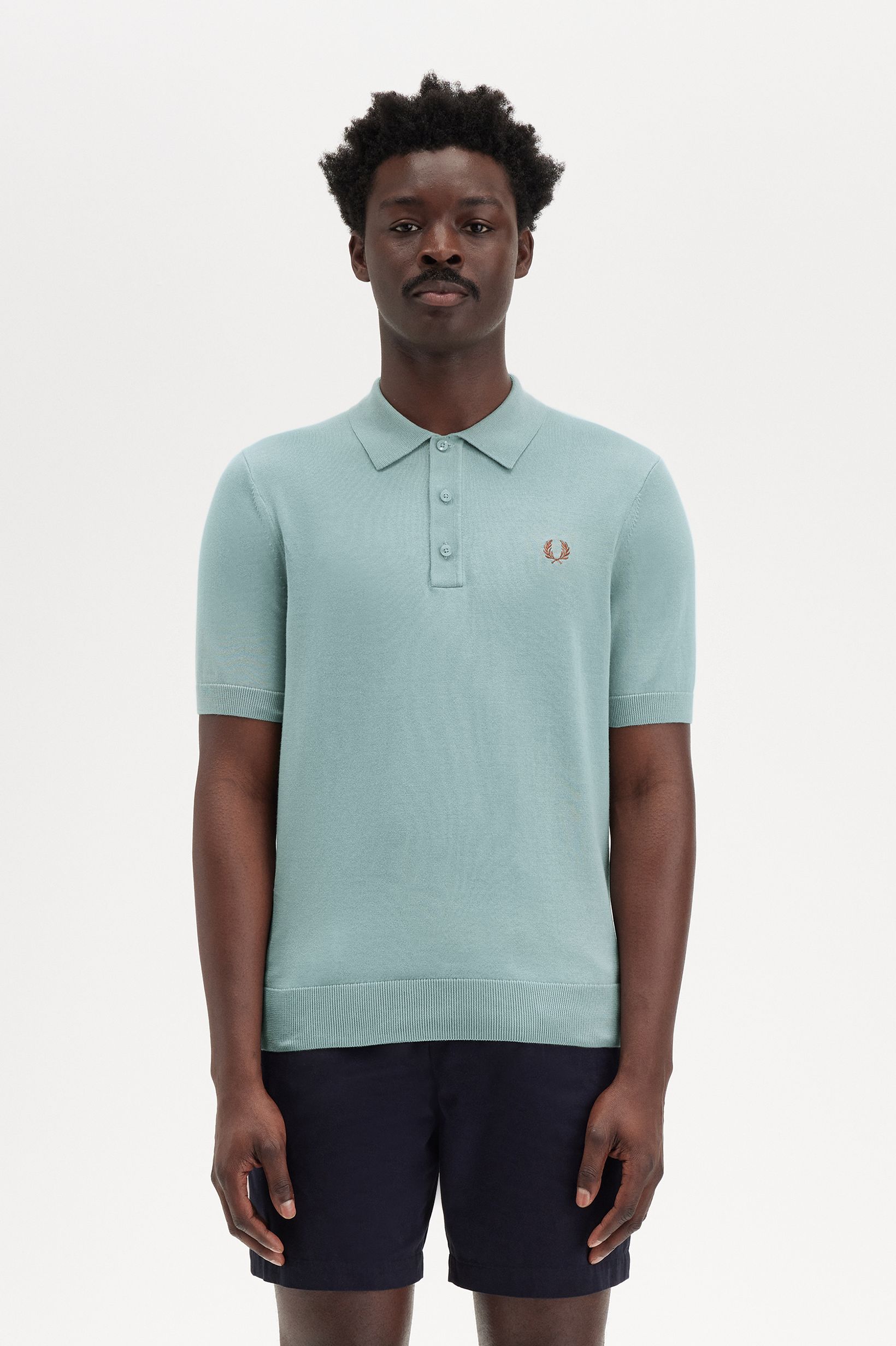 Fred Perry - COTTON KNITTED SHIRT - Silver Blue Fred Perry - COTTON KNITTED SHIRT - Silver Blue