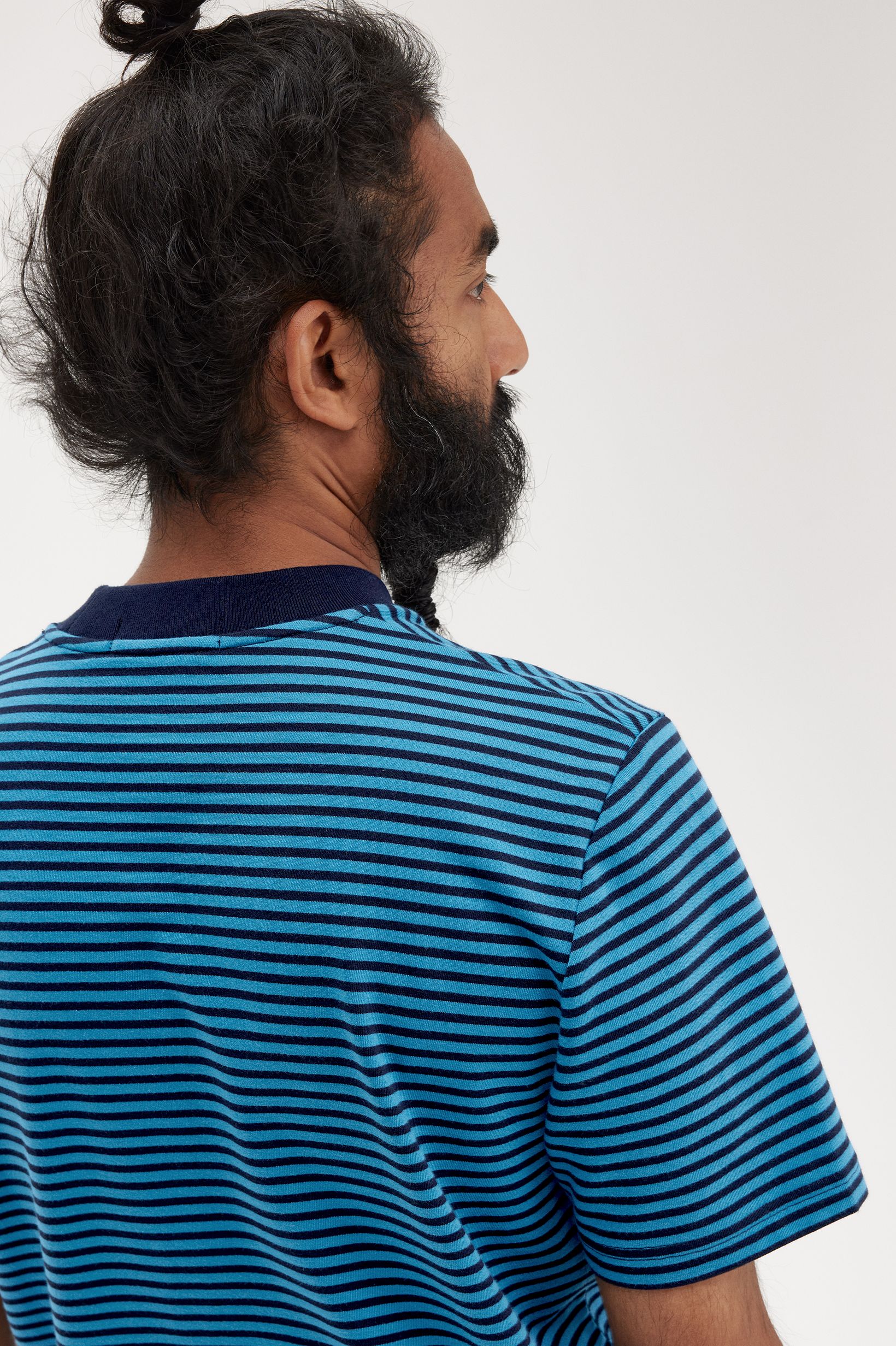 Fred Perry - FINE STRIPE HEAVY WEIGHT TEE - Ocean/Navy