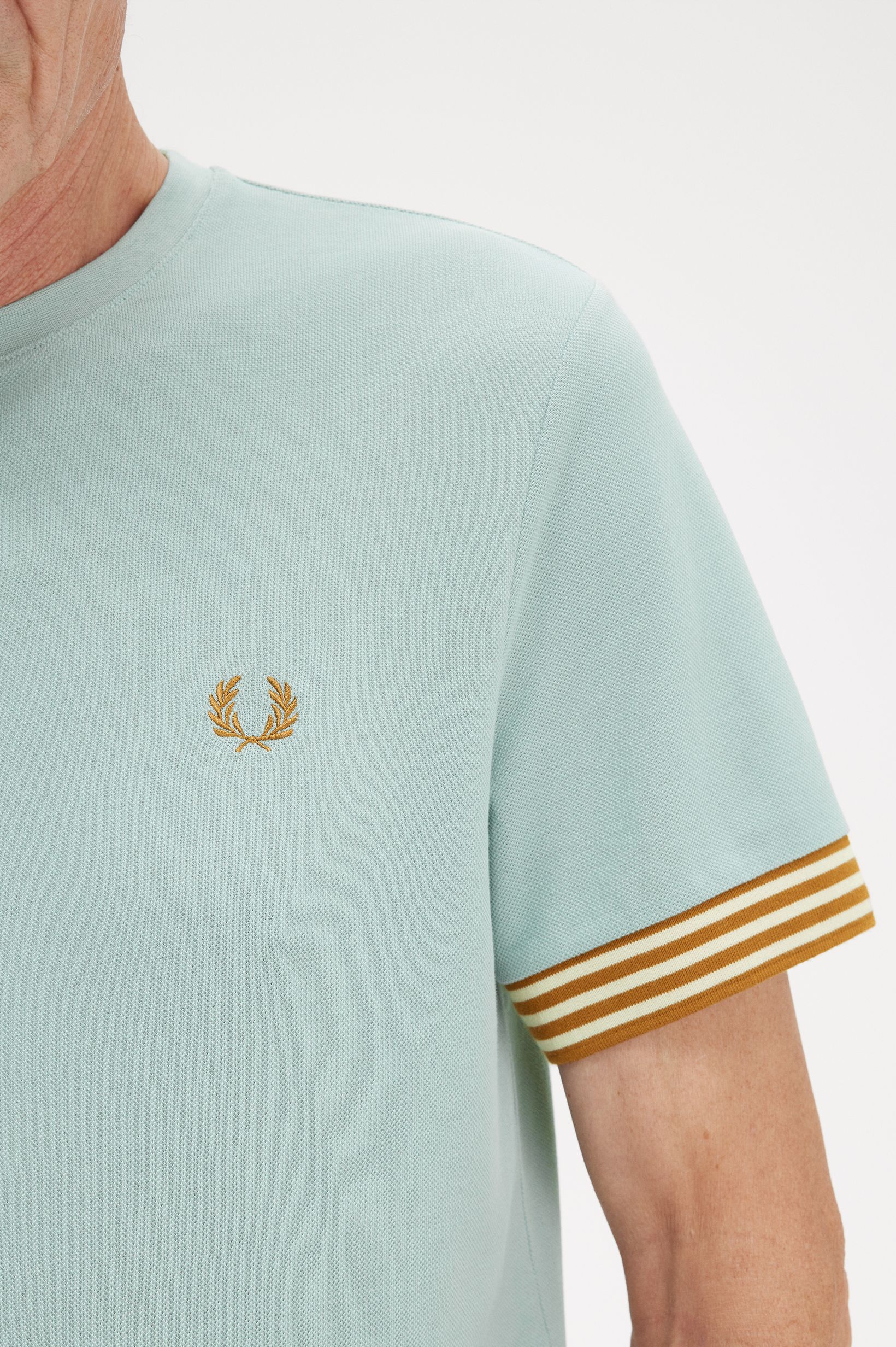 Fred Perry - STRIPED CUFF T-SHIRT - Silver Blue