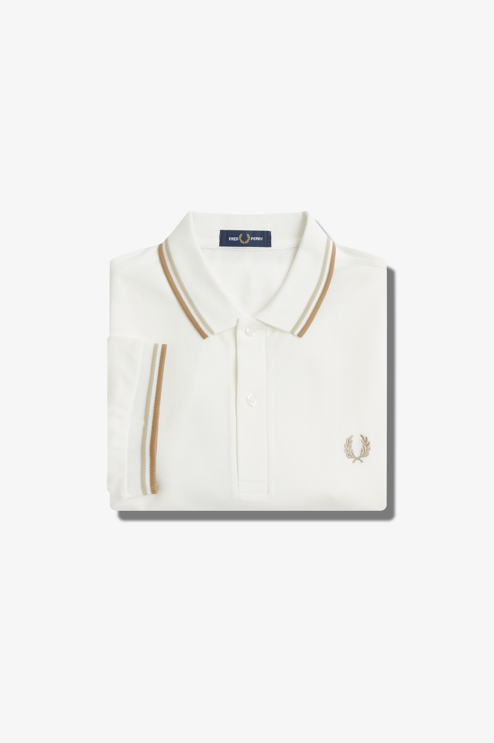 Fred Perry - TWIN TIPPED POLO SHIRT - Snow White/Oatmeal/Warm Stone