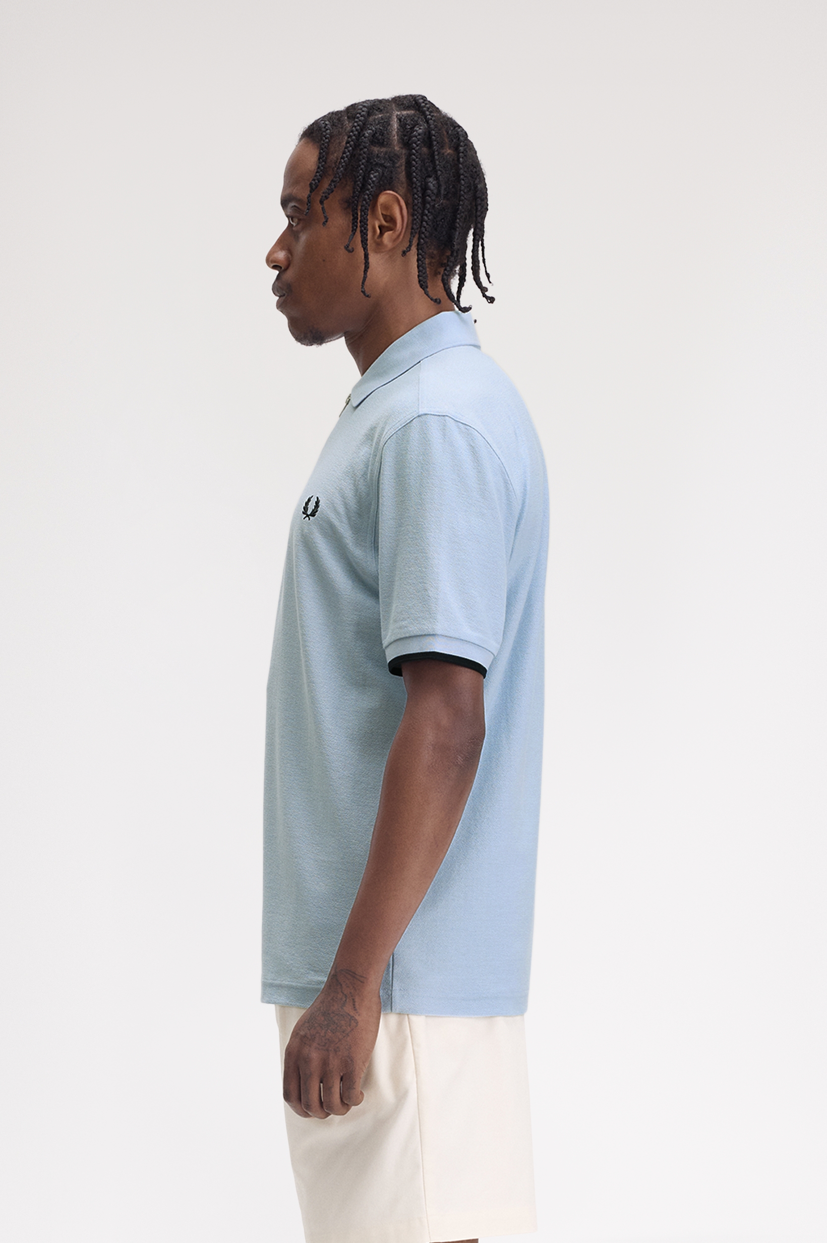 Fred Perry - CREPE PIQUE ZIP NECK POLO SHIRT - Light Smoke