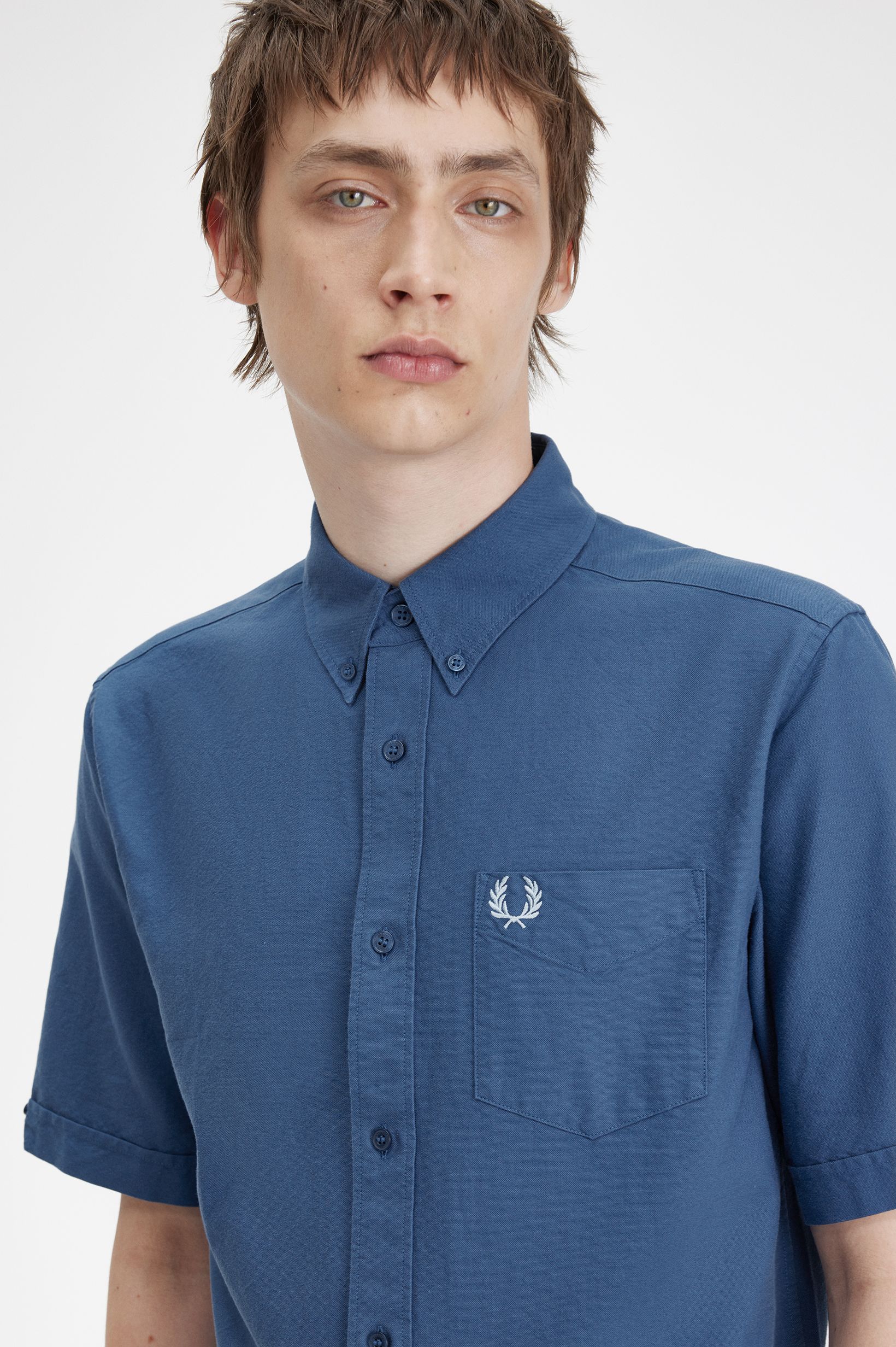 Fred Perry - OXFORD SHIRT (Short Sleeve) - Midnight Blue