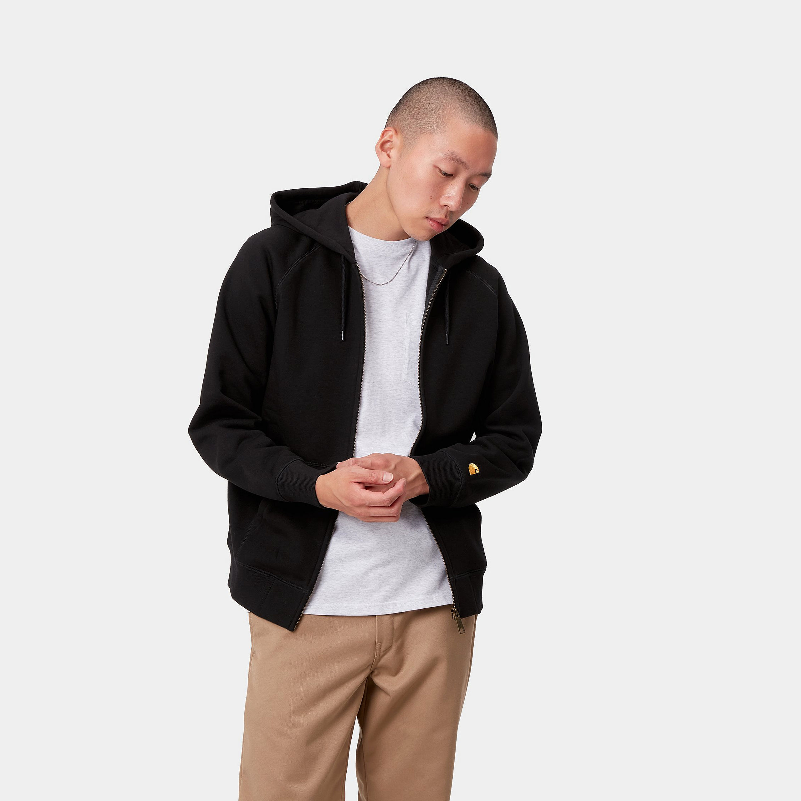 Carhartt WIP -  HOODED CHASE JACKET - Black/Gold