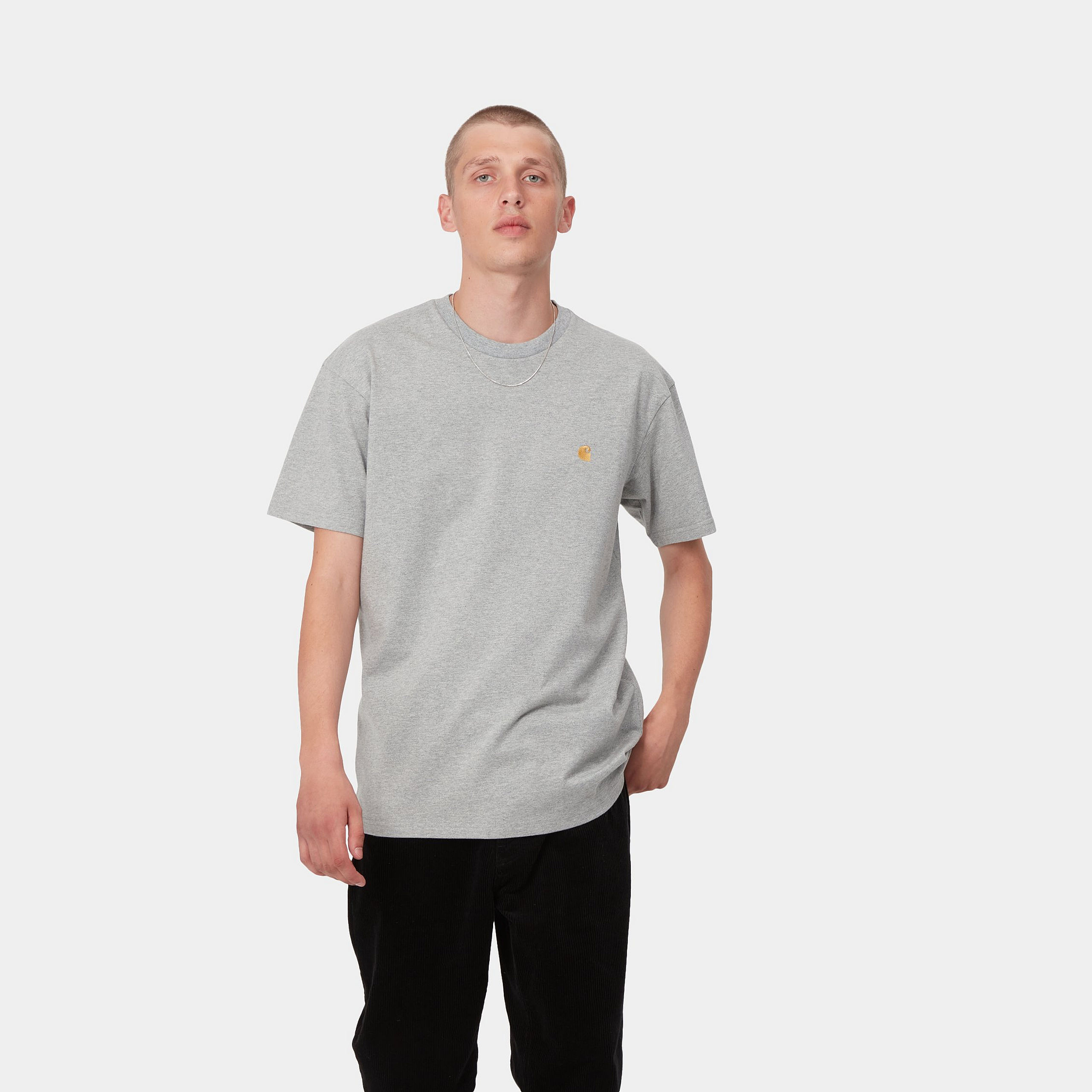 Carhartt WIP - CHASE T-SHIRT - Grey Heather/Gold Carhartt WIP - CHASE T-SHIRT - Grey Heather/Gold