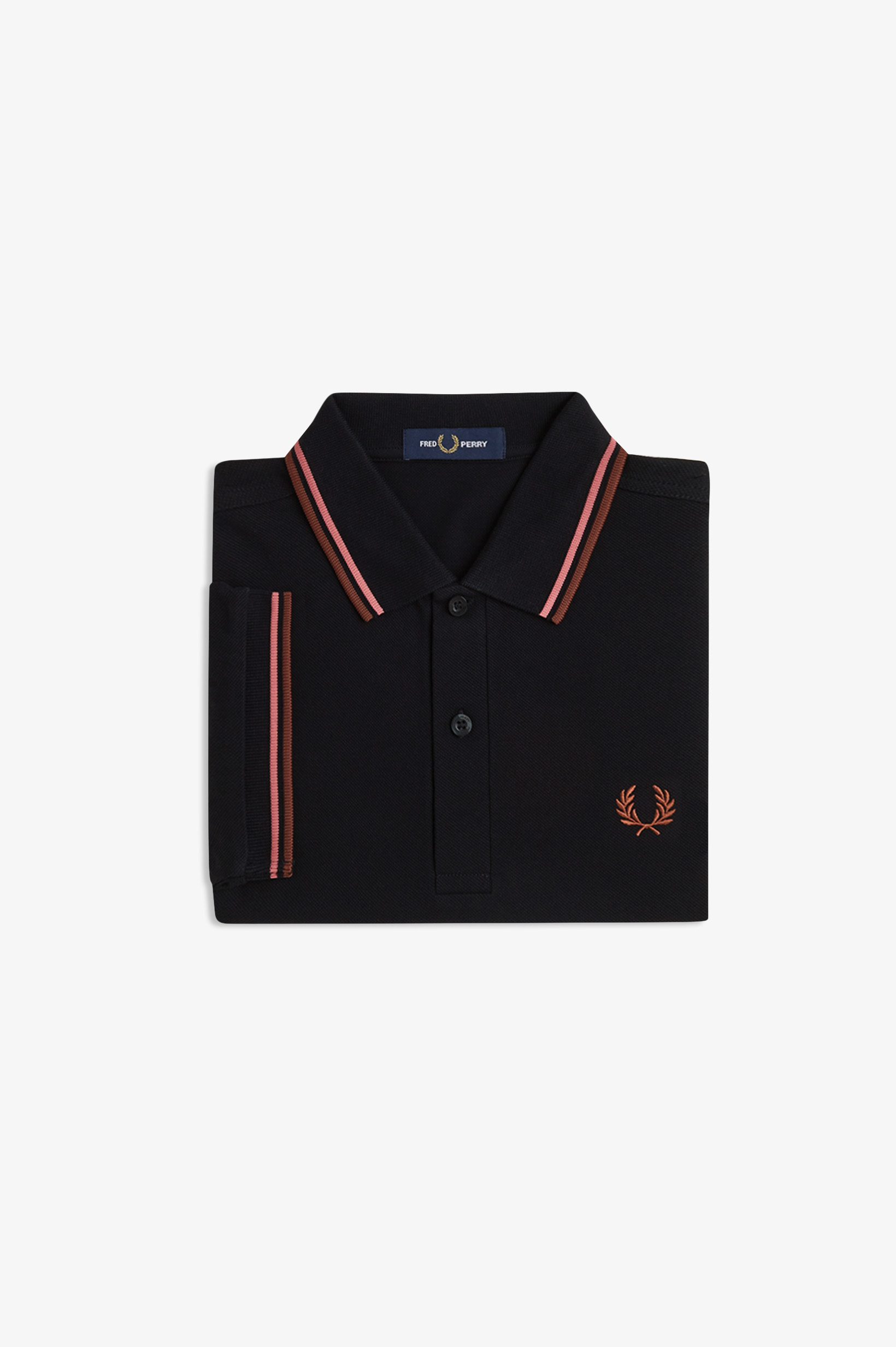 Fred Perry - TWIN TIPPED POLO SHIRT - Black/Putty Pink/Whisky Brown Fred Perry - TWIN TIPPED POLO SHIRT - Black/Putty Pink/Whisky Brown