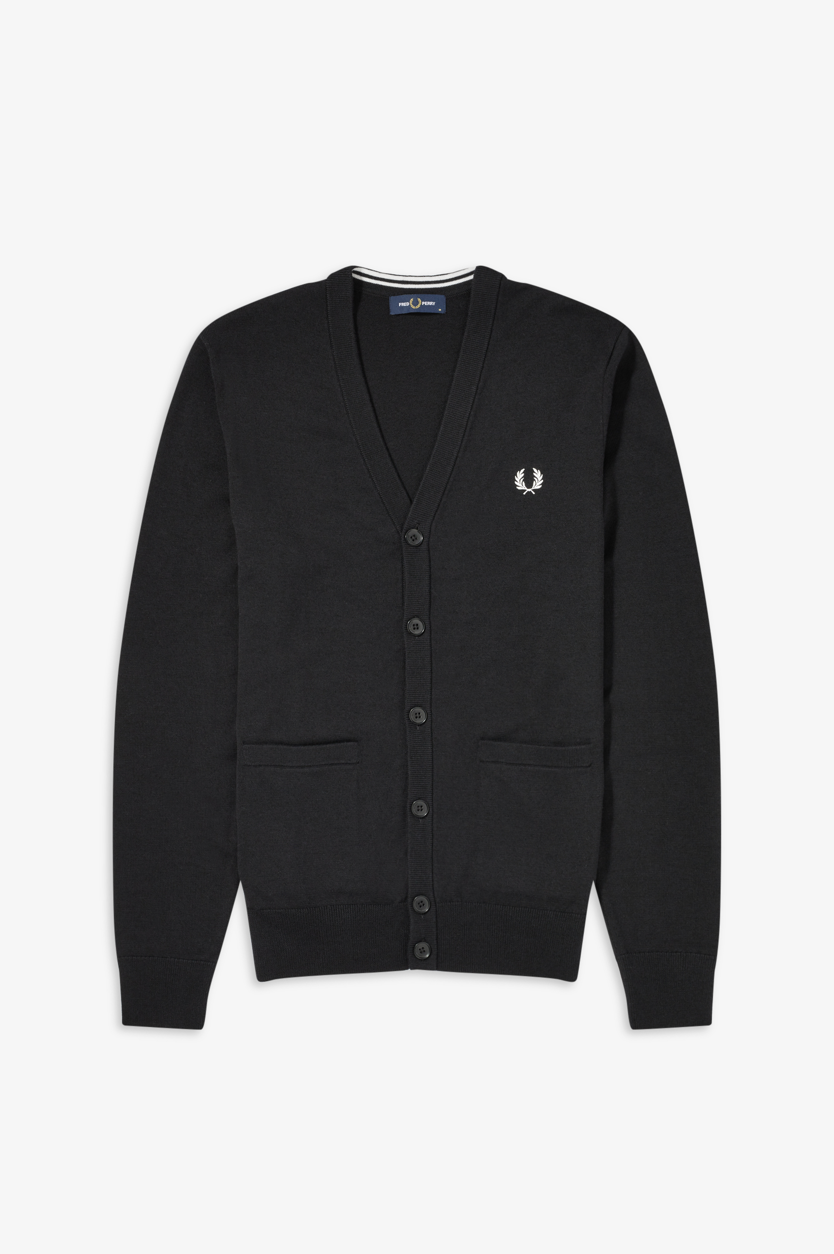 Fred Perry - CLASSIC CARDIGAN - Black/White