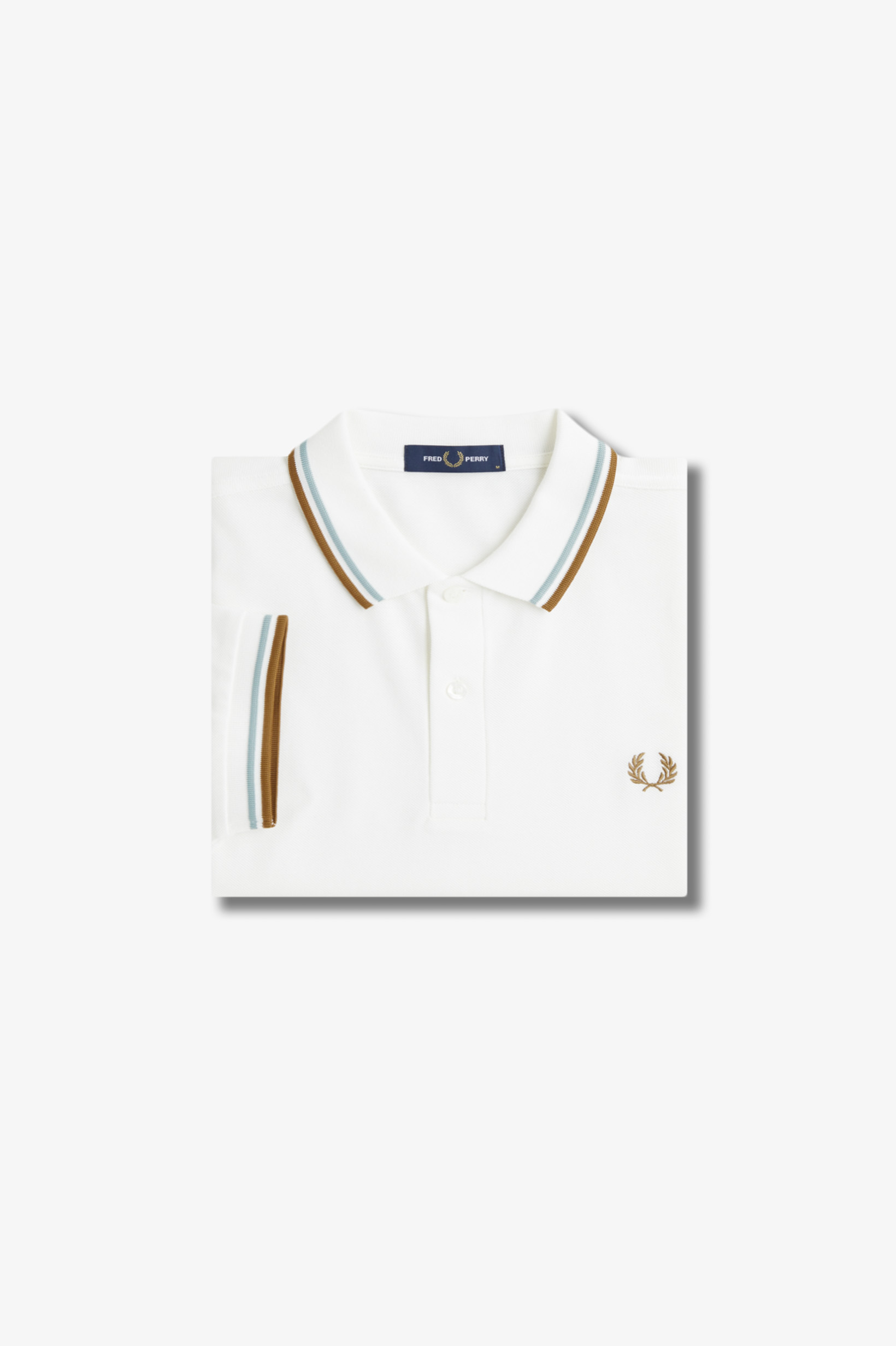 Fred Perry - TWIN TIPPED POLO SHIRT - Snow White/Silver Blue/Dark Caramel