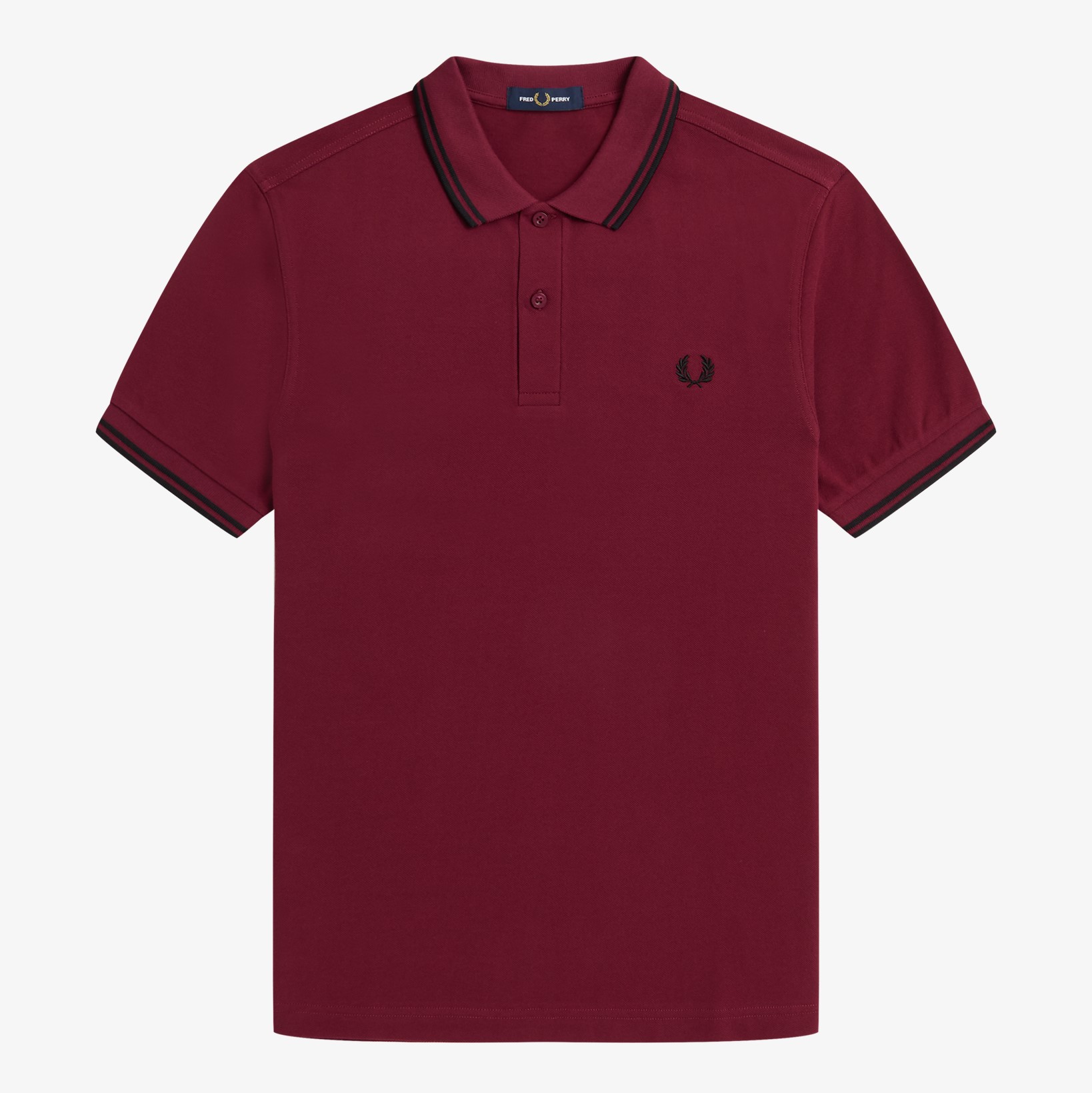 Fred Perry - TWIN TIPPED POLO SHIRT - Tawny Port/Black/Black