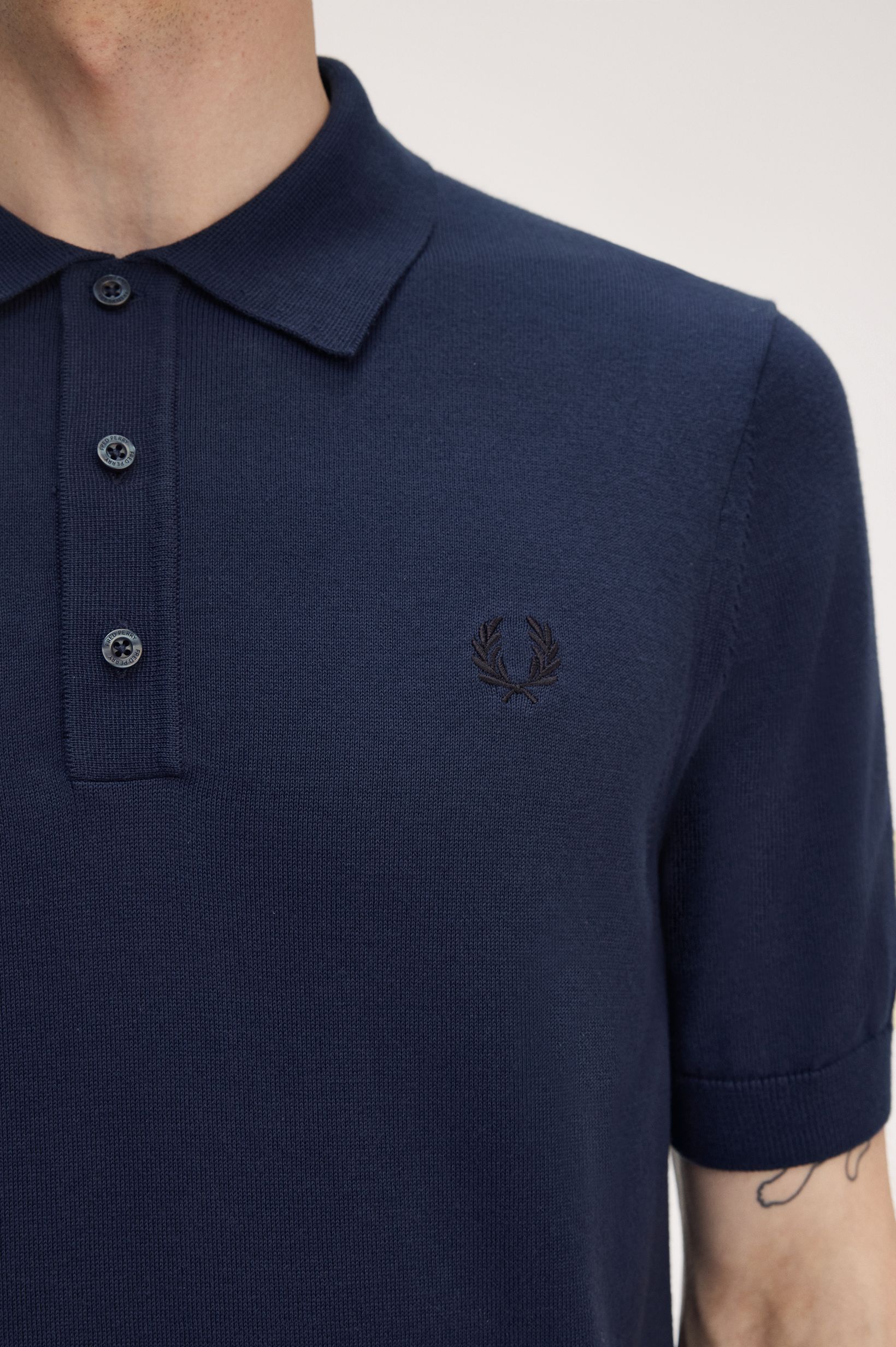 Fred Perry - COTTON KNITTED SHIRT - Tennis Blue Fred Perry - COTTON KNITTED SHIRT - Tennis Blue