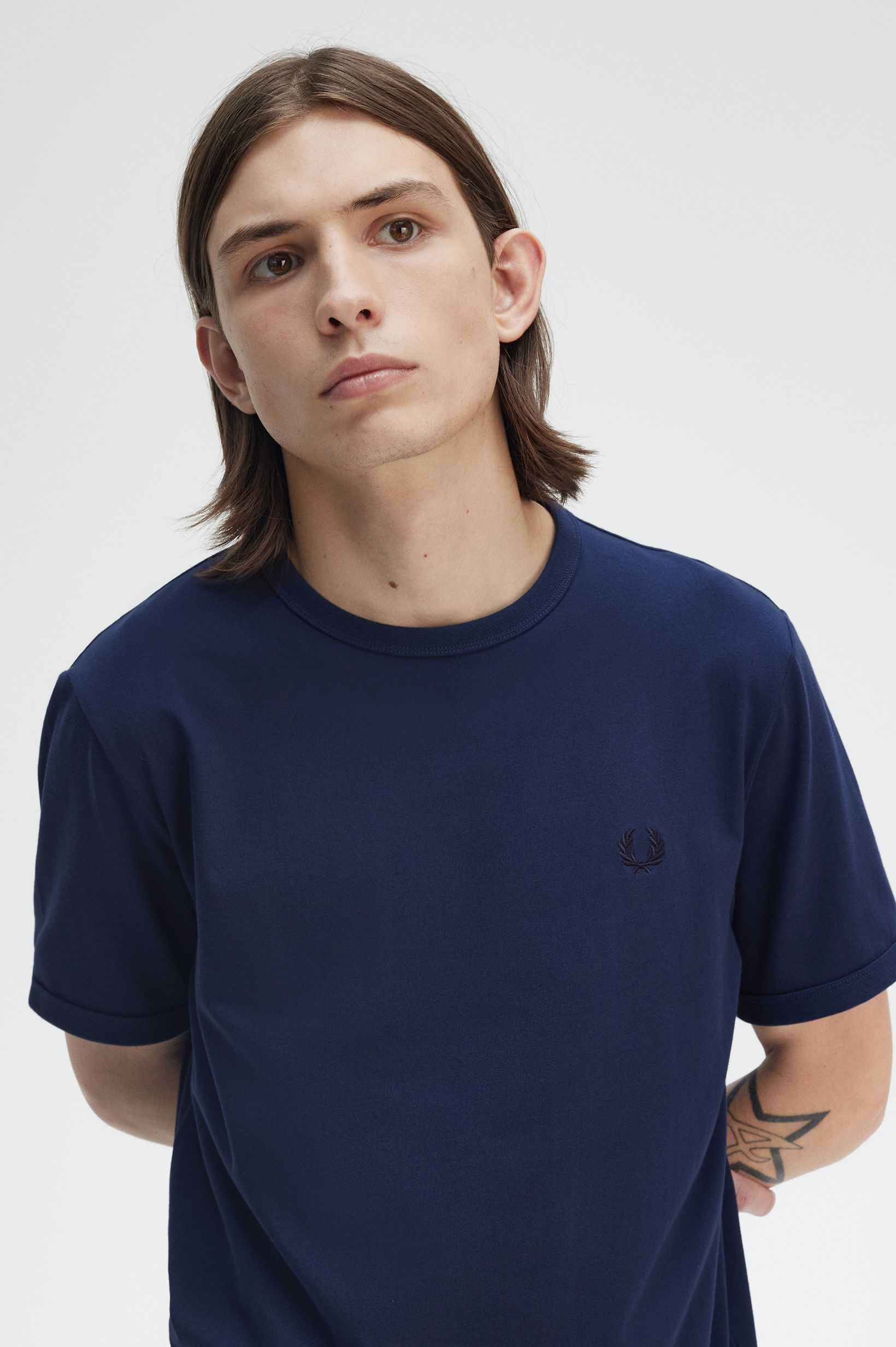 Fred Perry - RINGER T-SHIRT - Tennis Blue Fred Perry - RINGER T-SHIRT - Tennis Blue