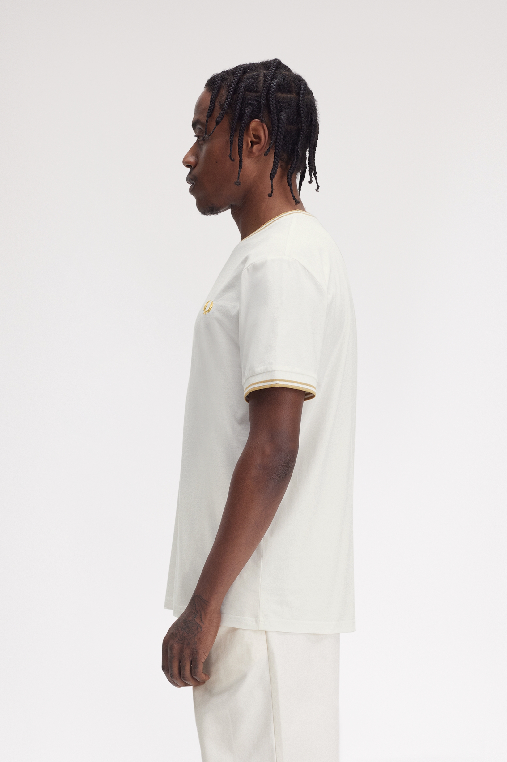 Fred Perry - TWIN TIPPED T-SHIRT - Snow White/Honeycomb Fred Perry - TWIN TIPPED T-SHIRT - Snow White/Honeycomb