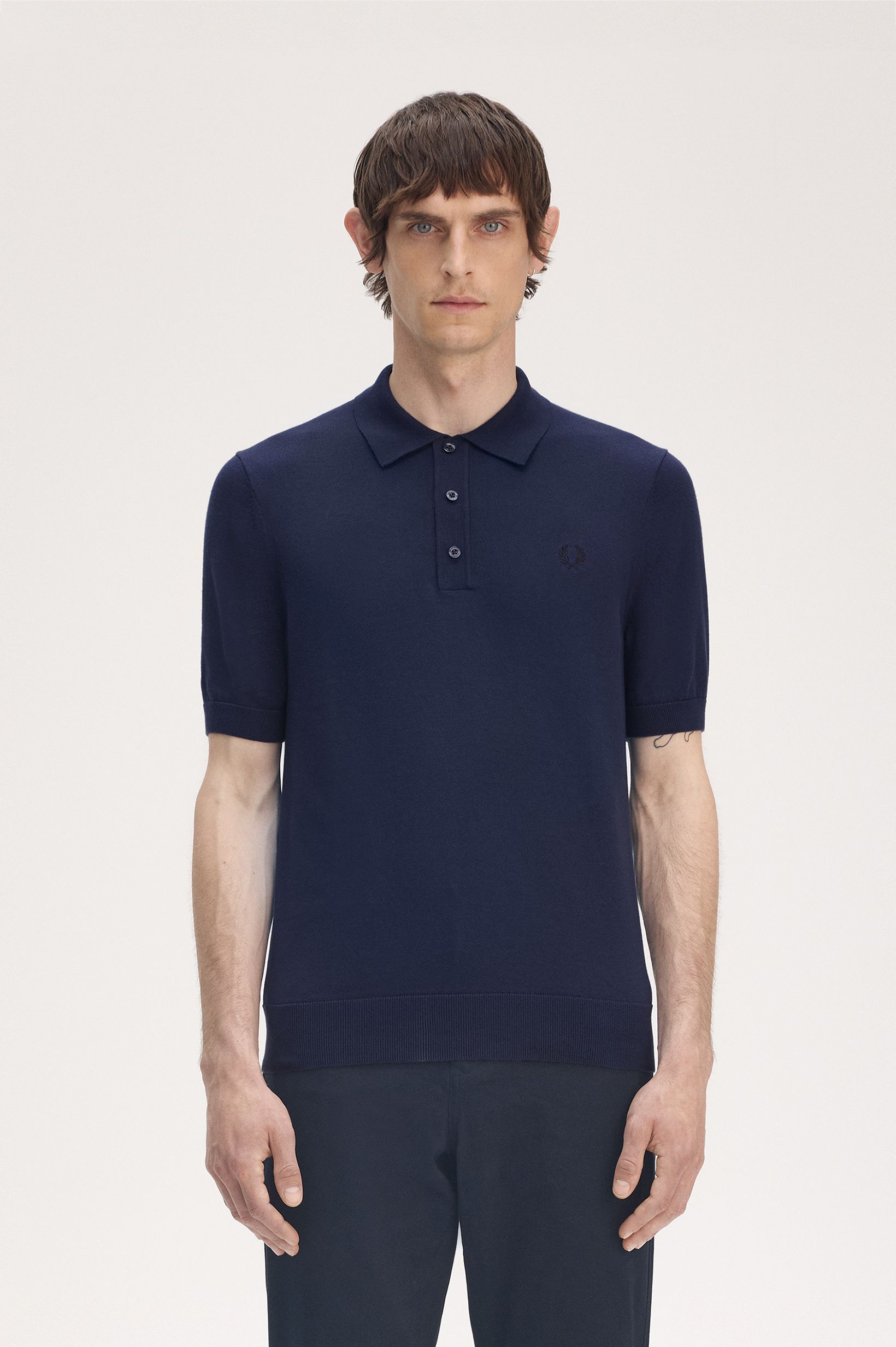 Fred Perry - COTTON KNITTED SHIRT - Tennis Blue Fred Perry - COTTON KNITTED SHIRT - Tennis Blue