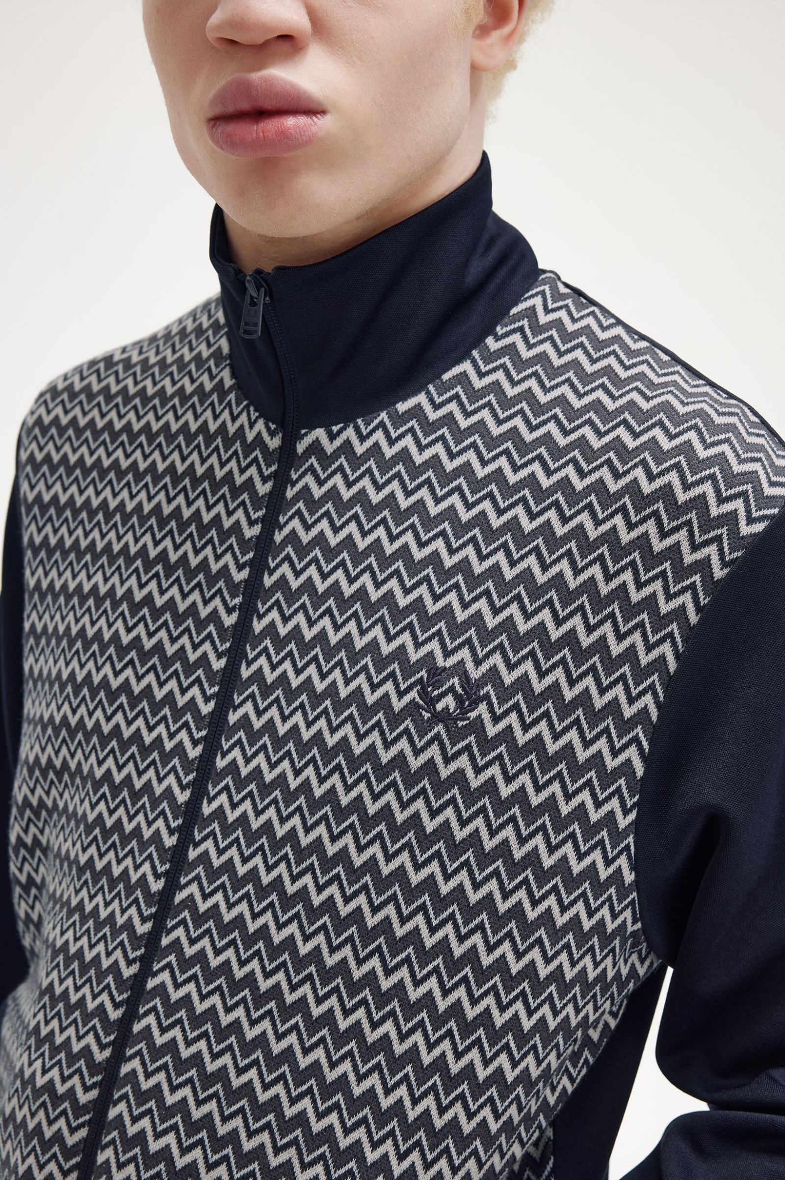 Fred Perry - KNITTED PANEL TRACK JACKET - Navy